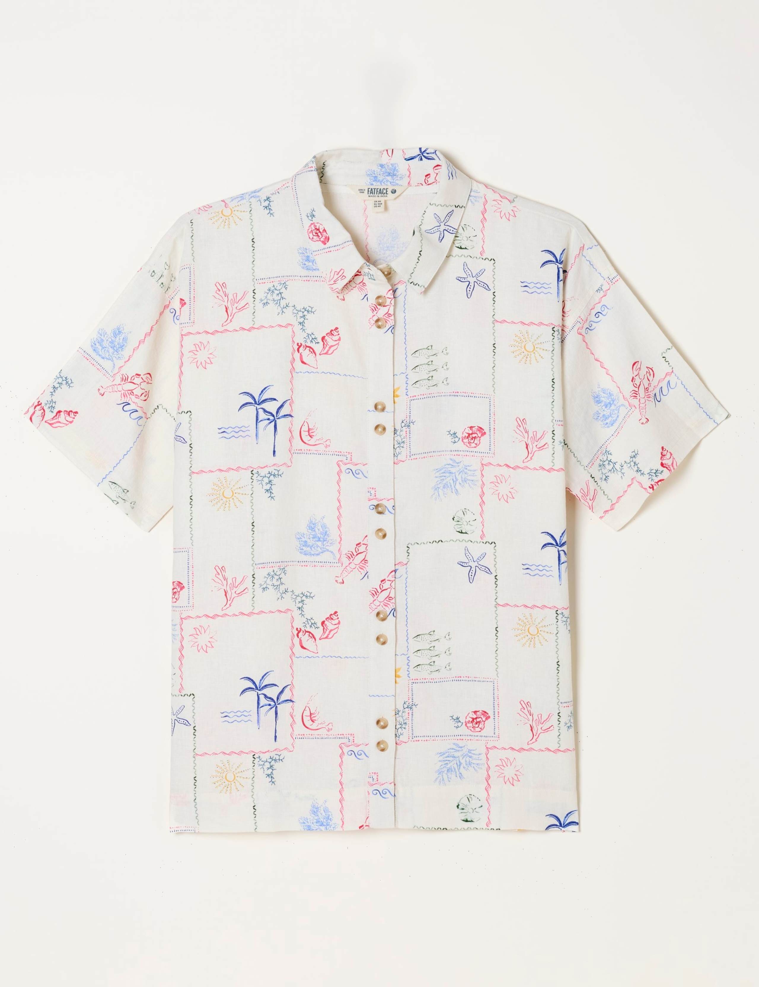 Linen Rich Postcard Print Collared Shirt 2 of 6