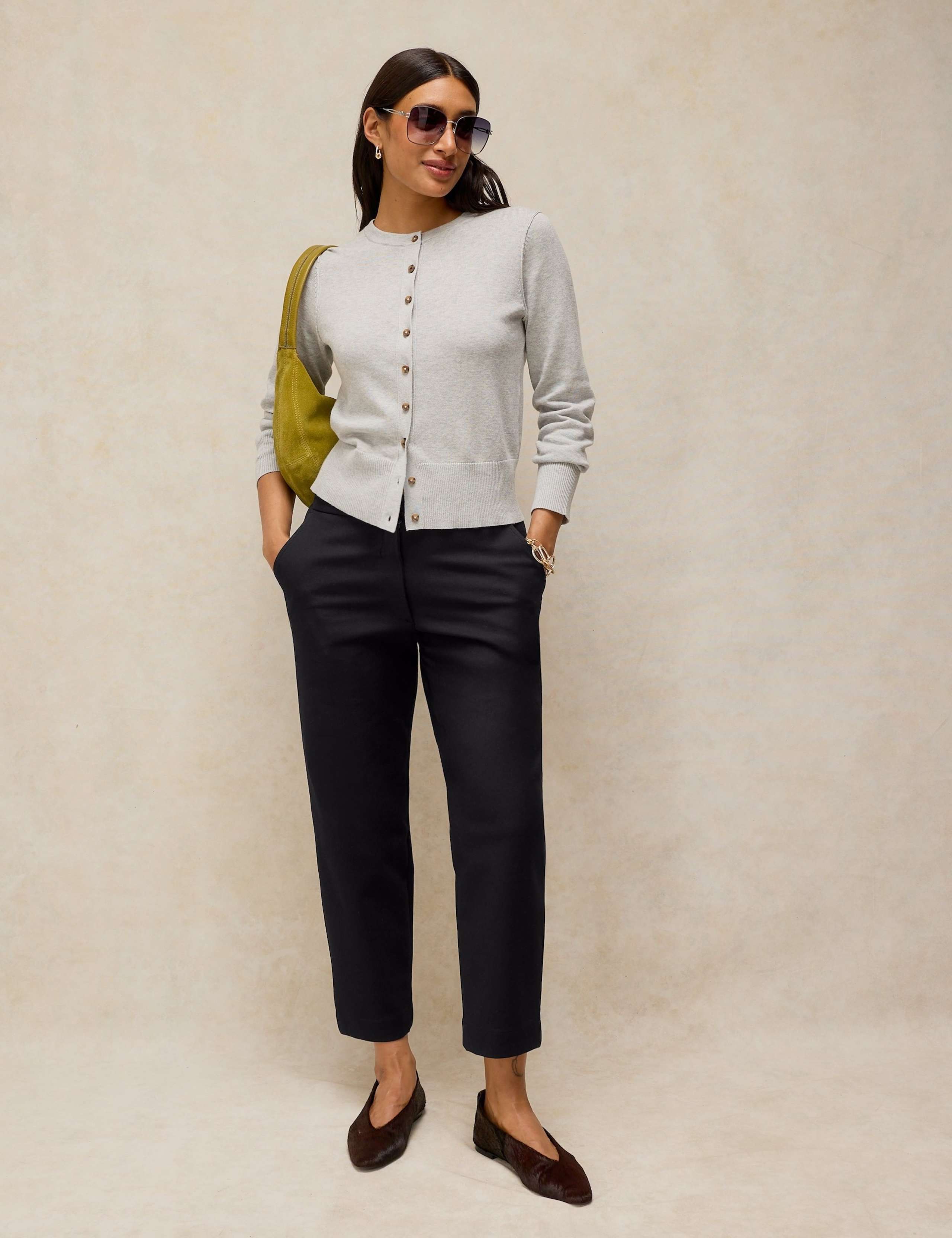 Cotton Rich Straight Leg Cropped Trousers 3 of 6