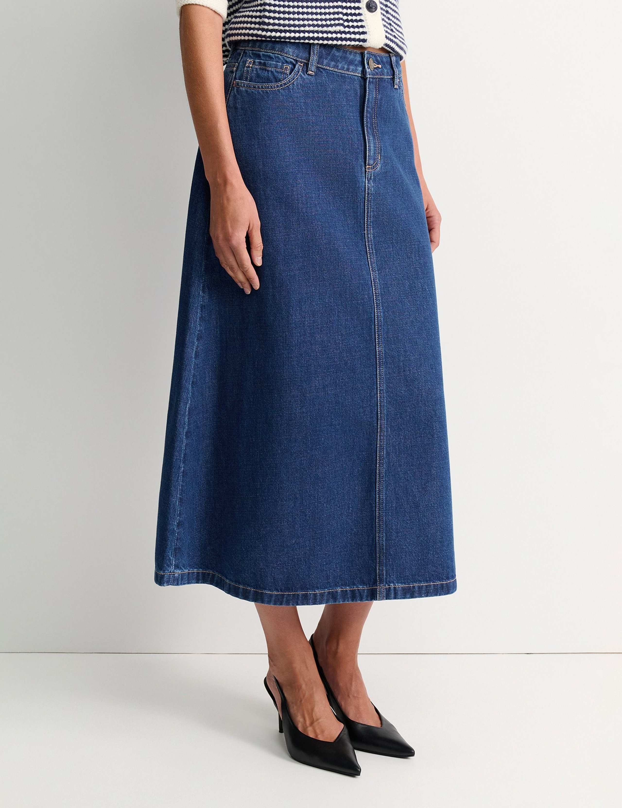 Denim Midi Skirt 3 of 5