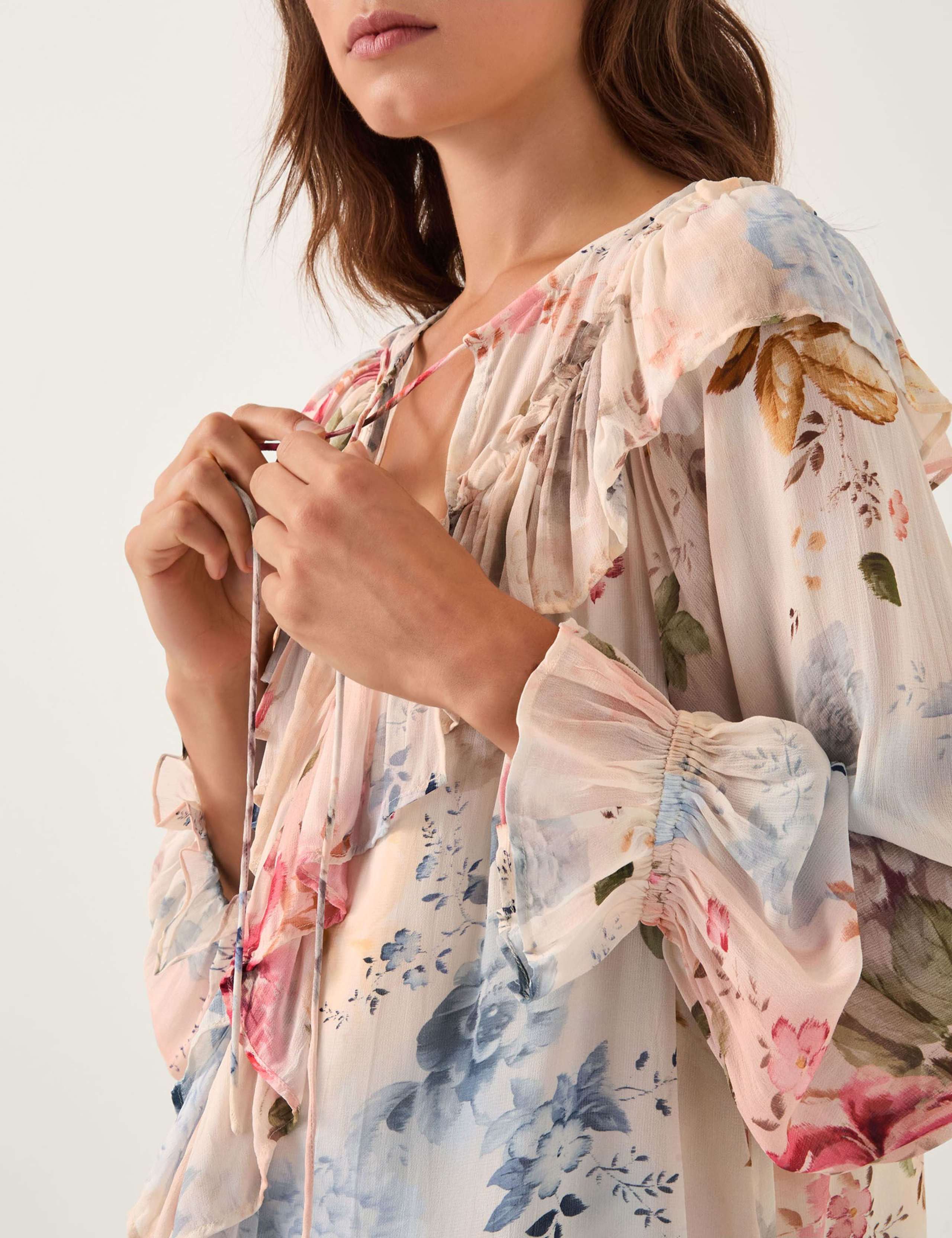 Floral Tie Neck Blouse 3 of 4