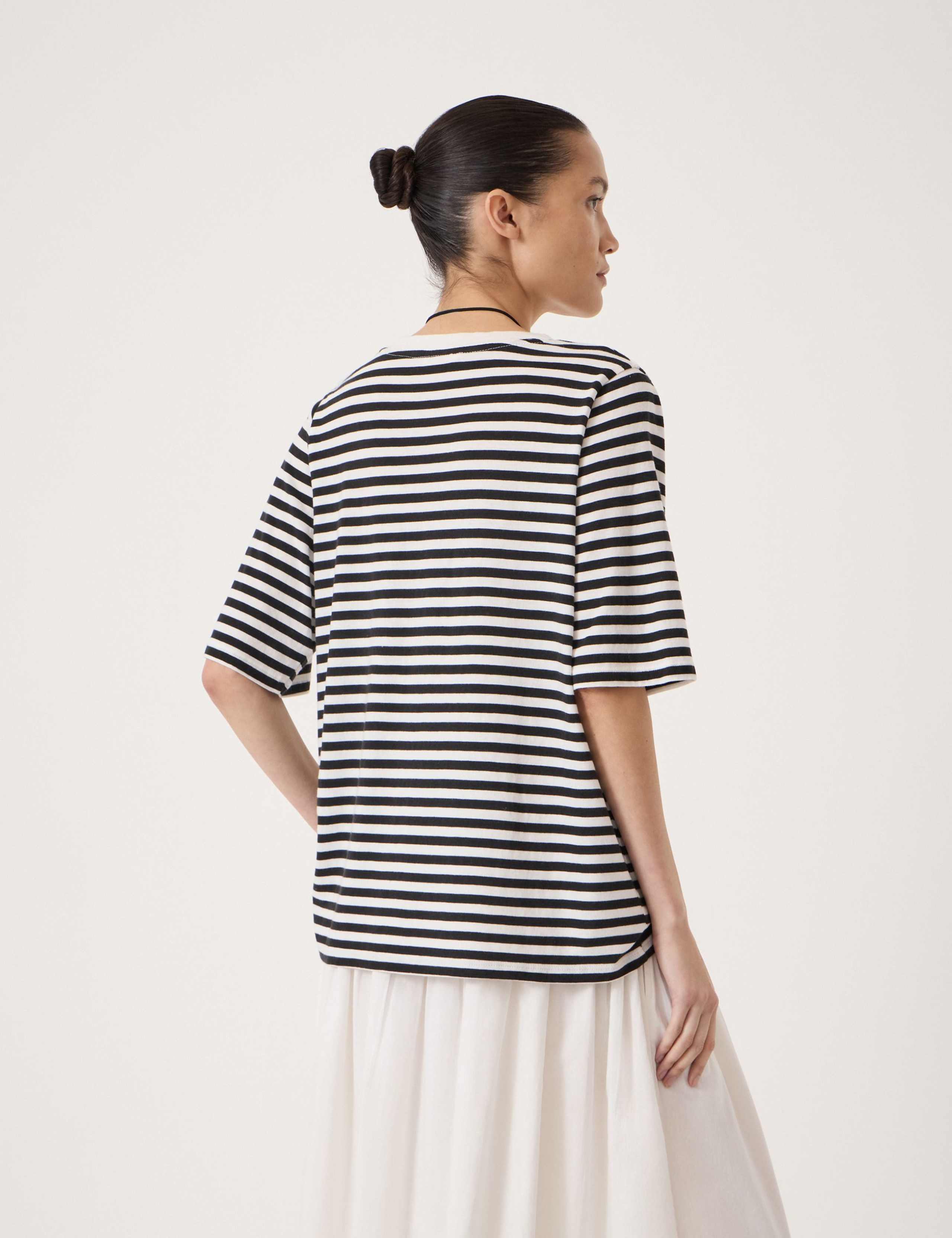 Cotton Rich Striped Draped T-Shirt 4 of 5