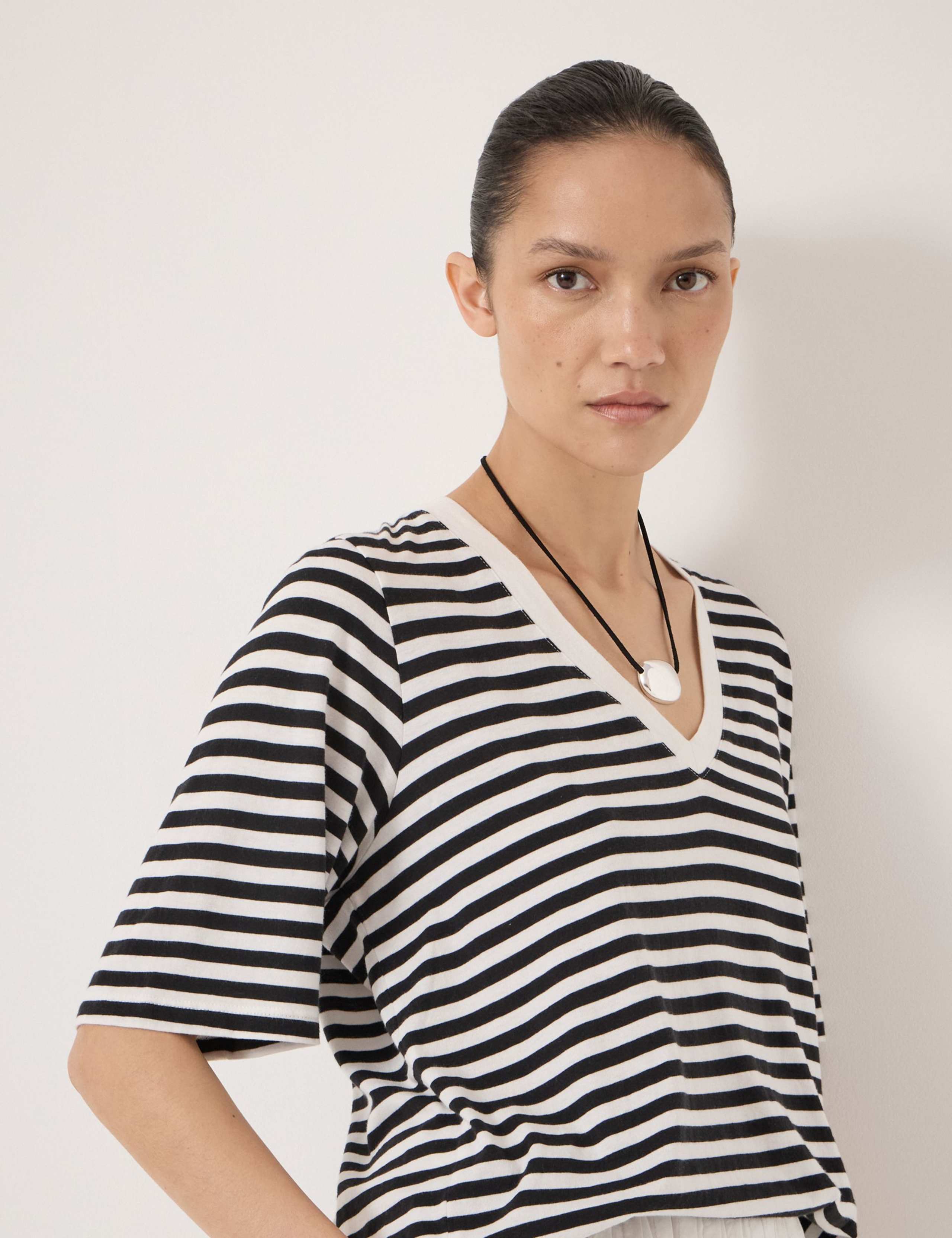 Cotton Rich Striped Draped T-Shirt 5 of 5
