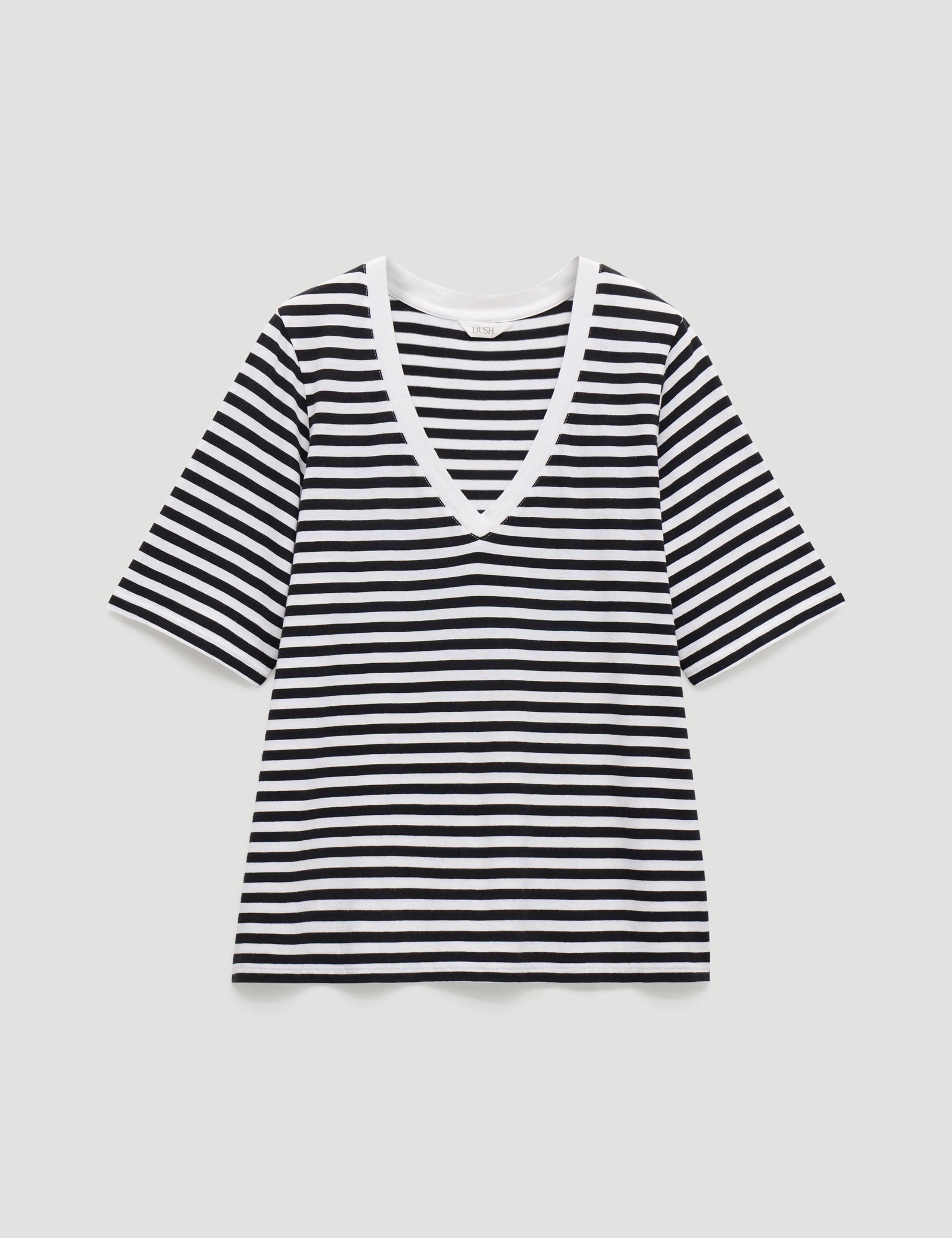 Cotton Rich Striped Draped T-Shirt 2 of 5