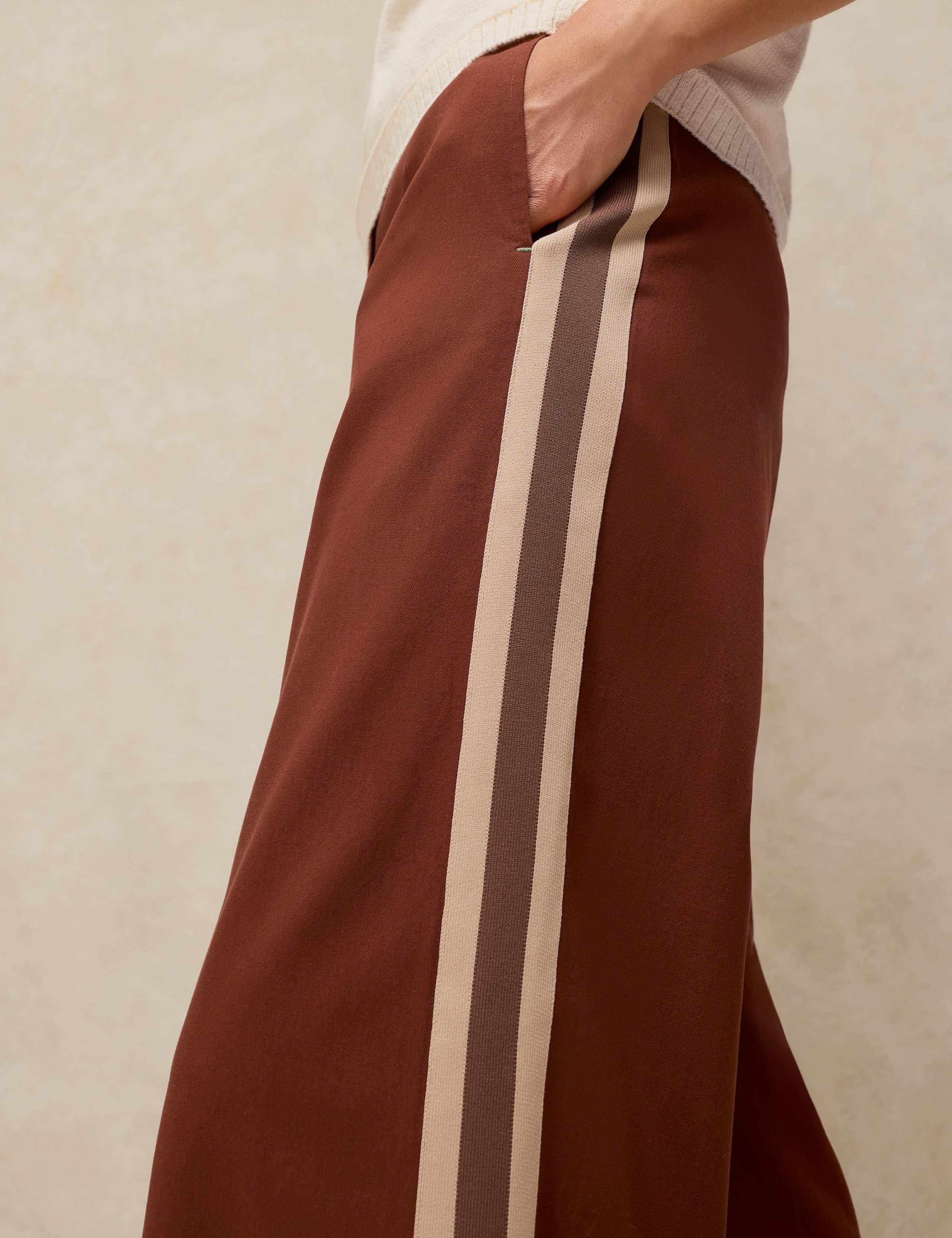 Lyocell Rich Side Stripe Wide Leg Trousers 4 of 5