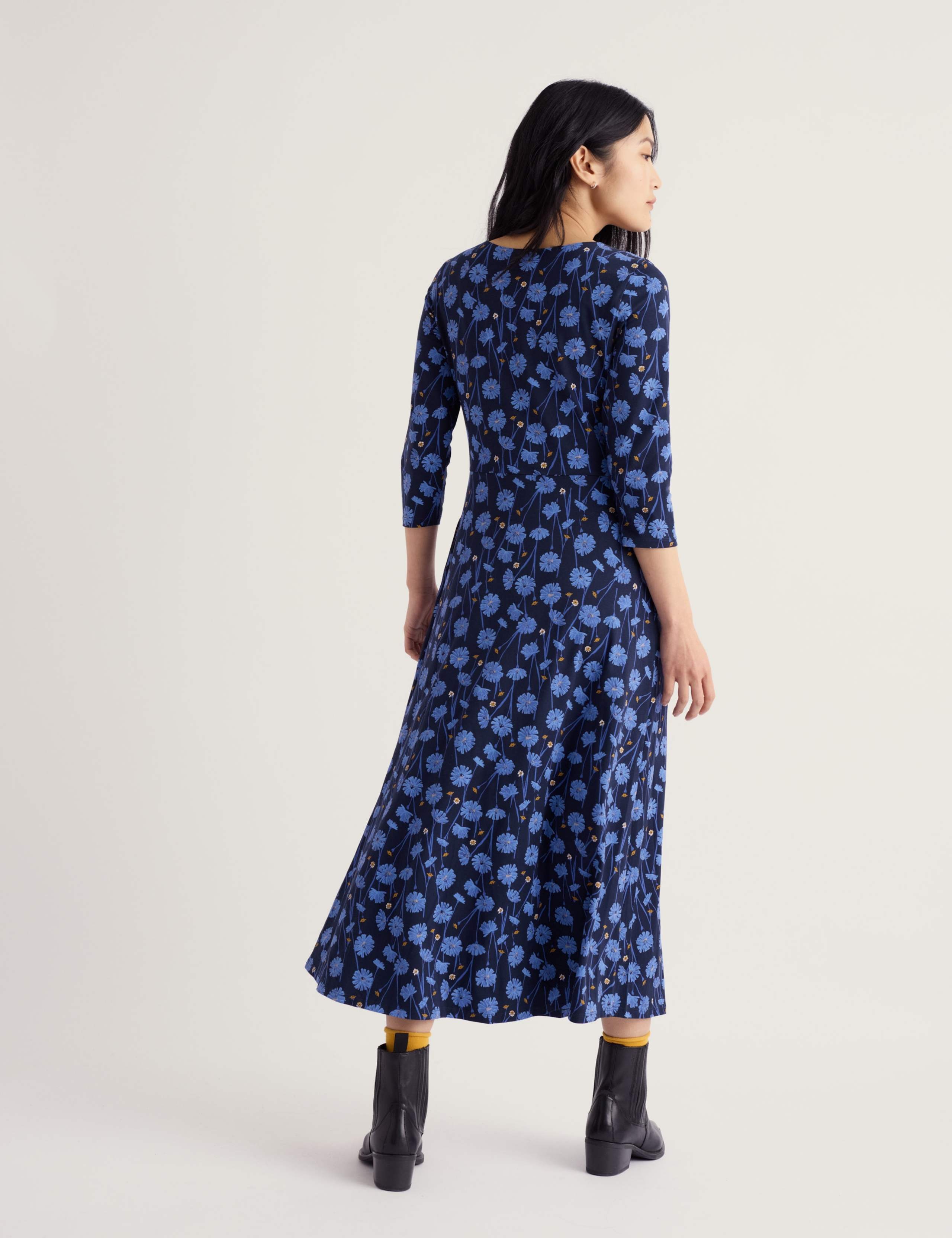 Cotton Rich Floral Midi Waisted Dress 4 of 5