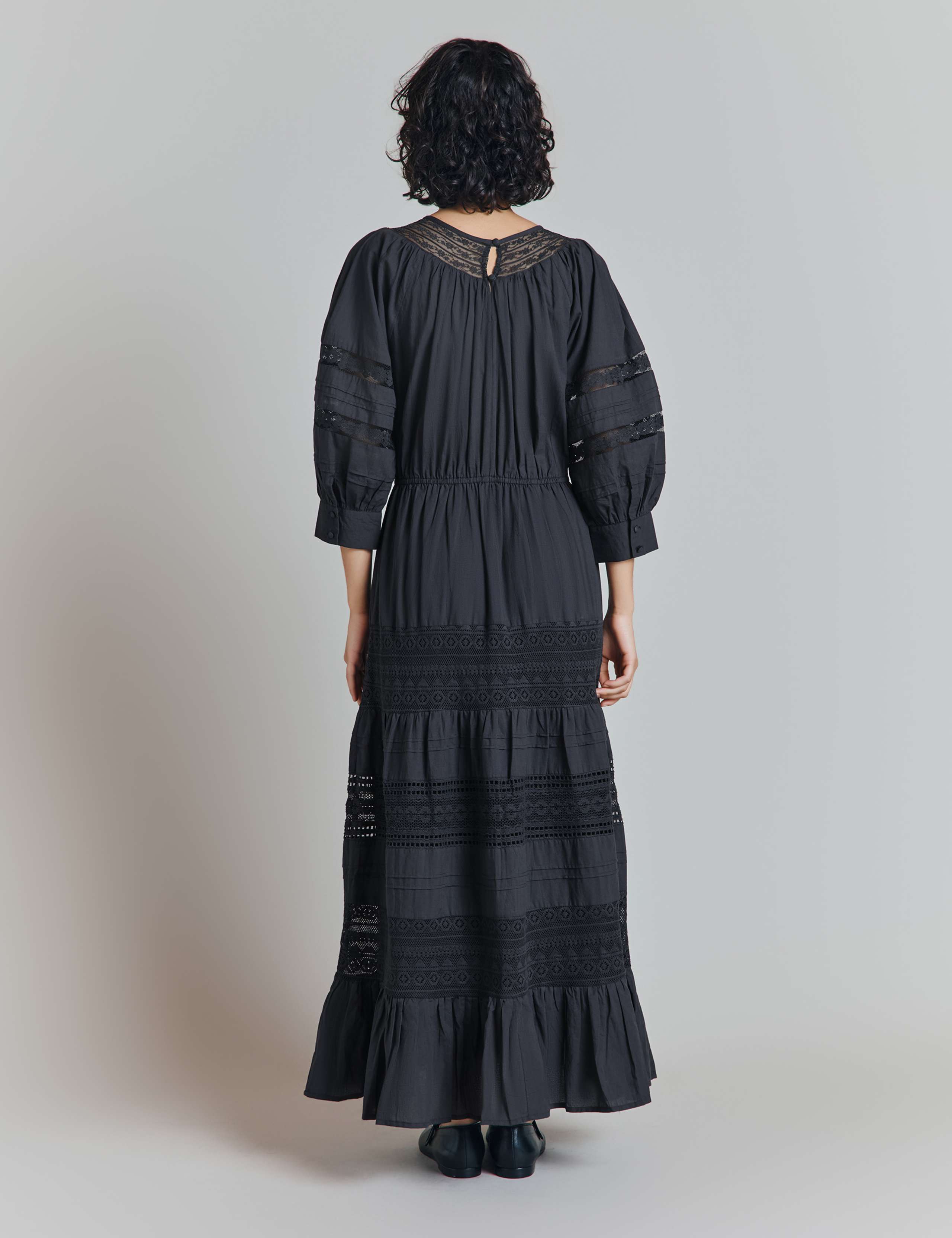 Pure Cotton Embroidered Midi Tiered Dress 3 of 4