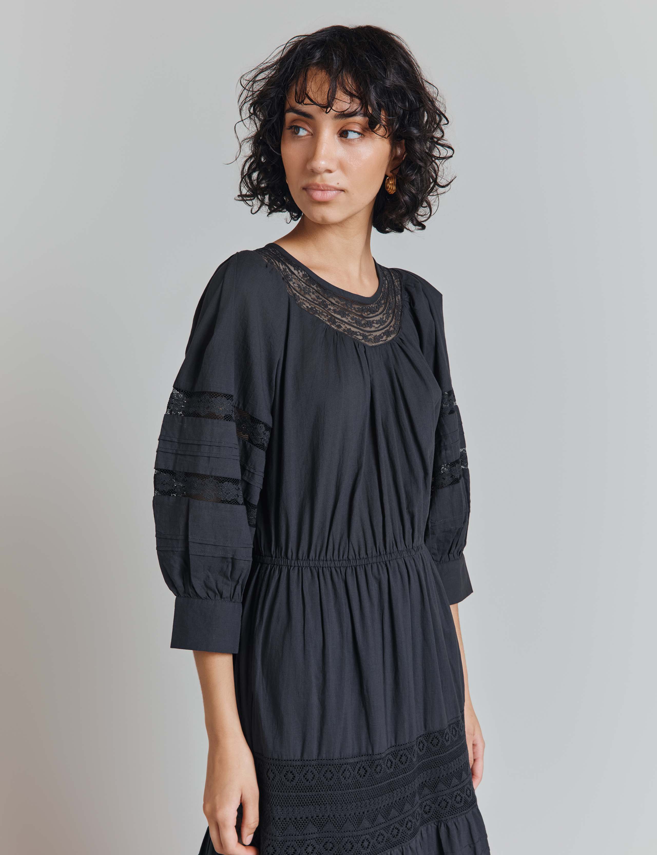 Pure Cotton Embroidered Midi Tiered Dress 4 of 4