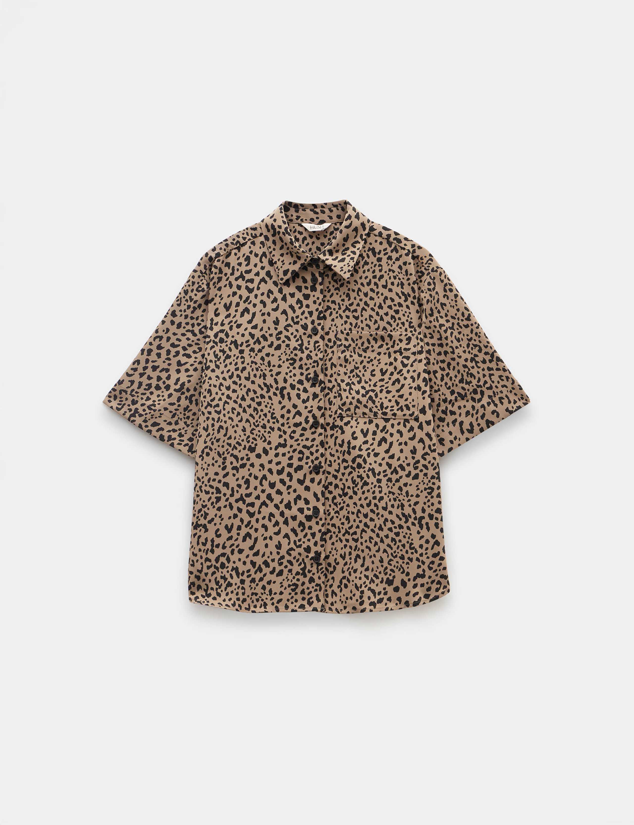 Satin Animal Print Collared Relaxed Shirt 2 of 4