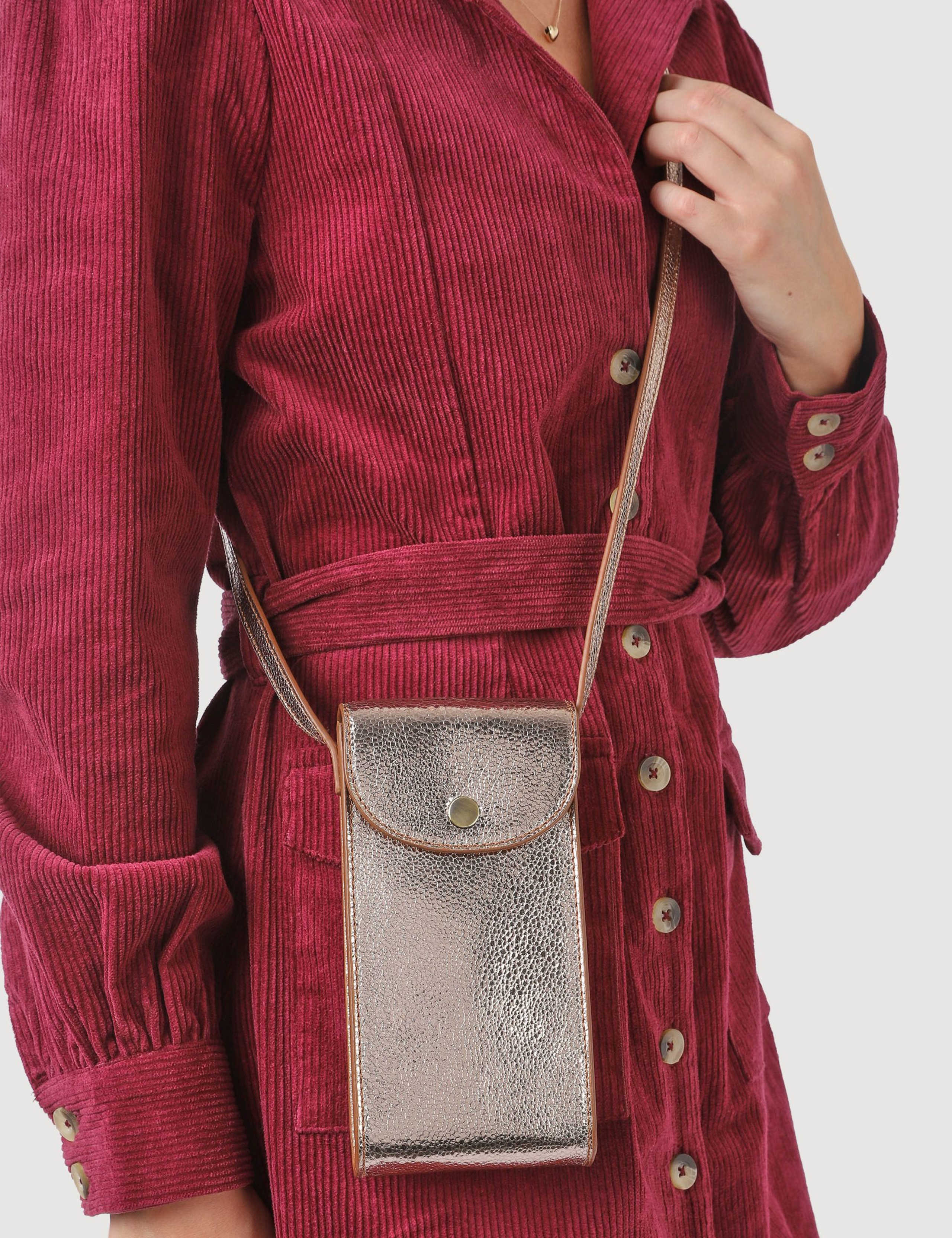 Leather Metallic Cross Body Phone Bag 4 of 4