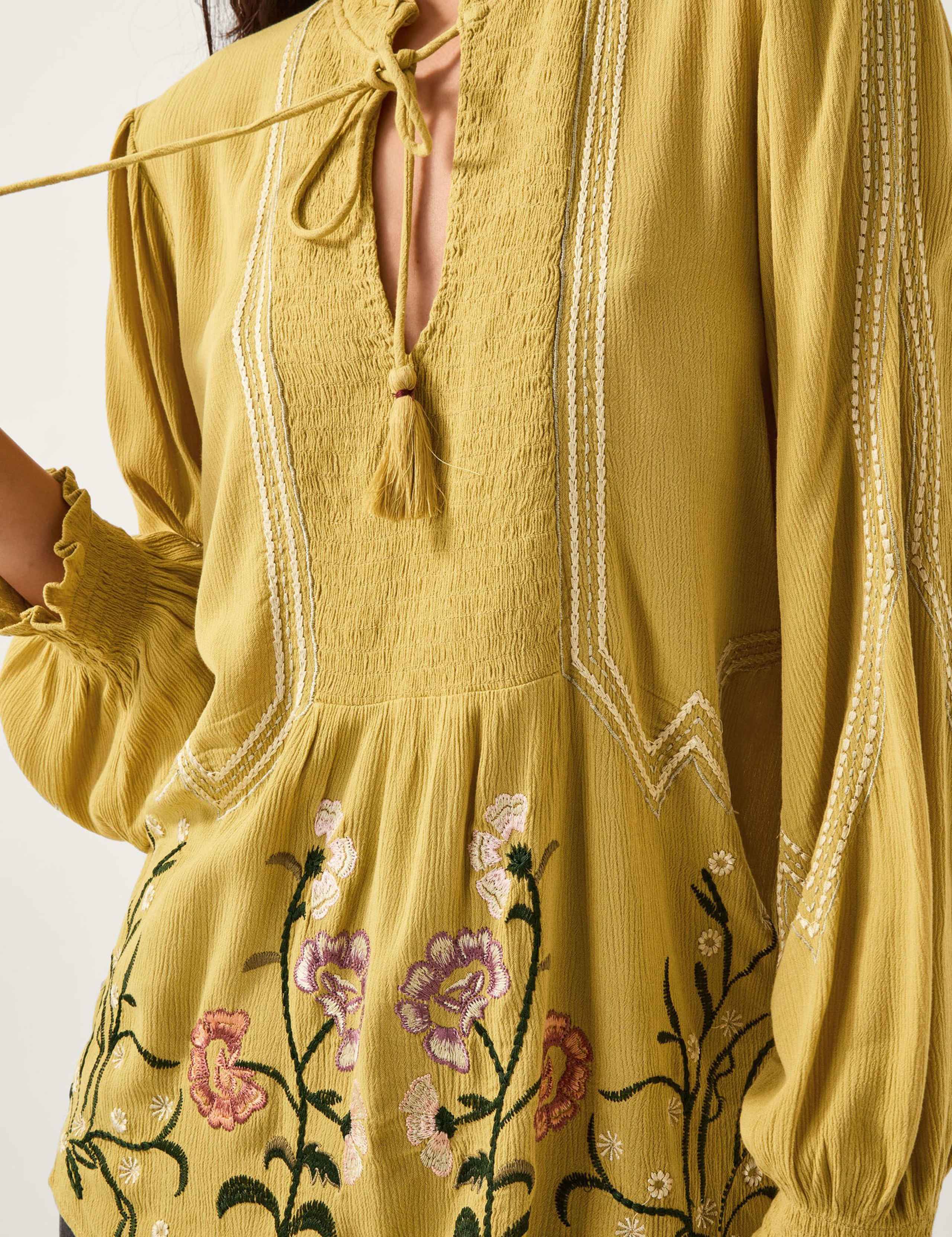 Floral Embroidered Tie Neck Top 4 of 5
