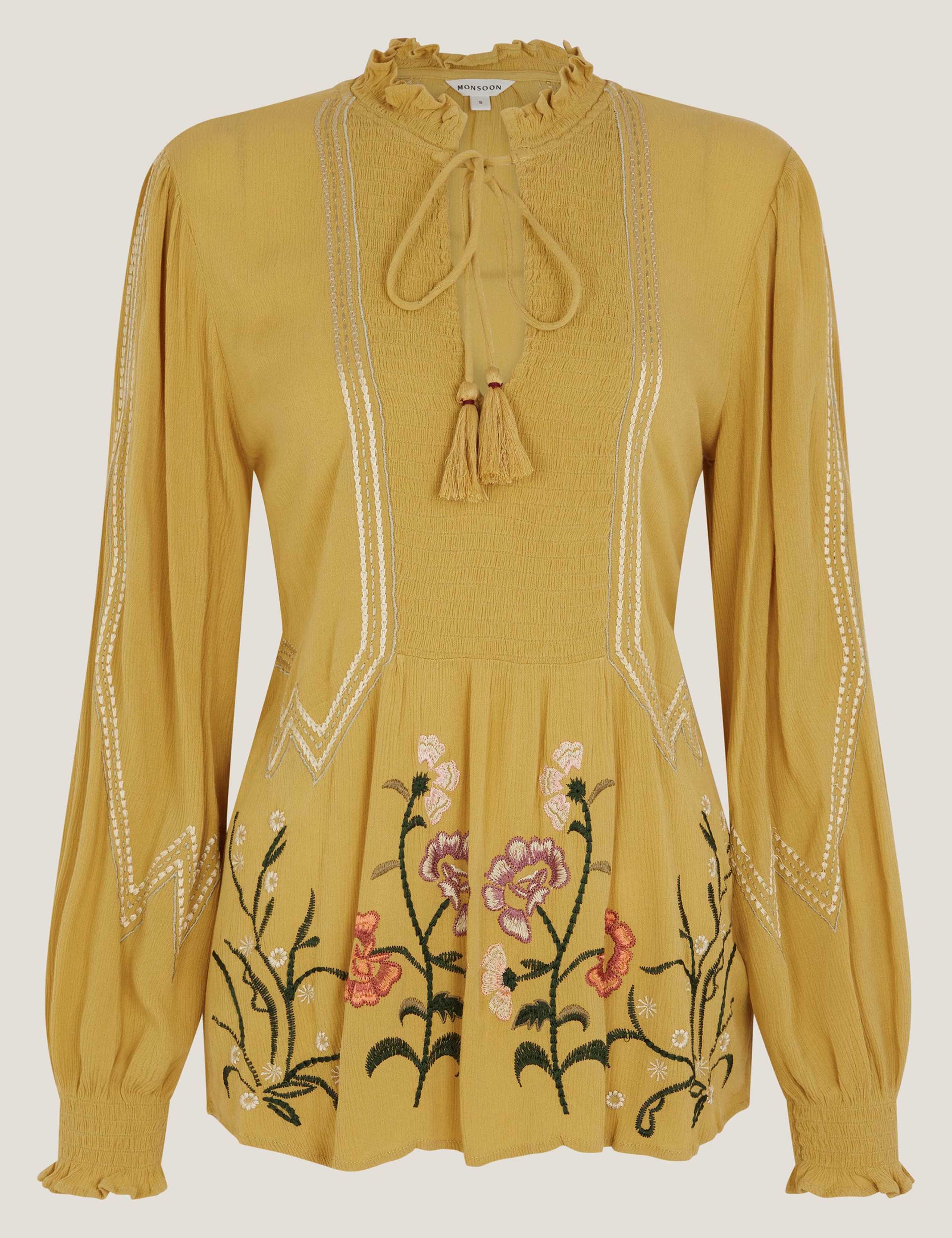 Floral Embroidered Tie Neck Top 2 of 5