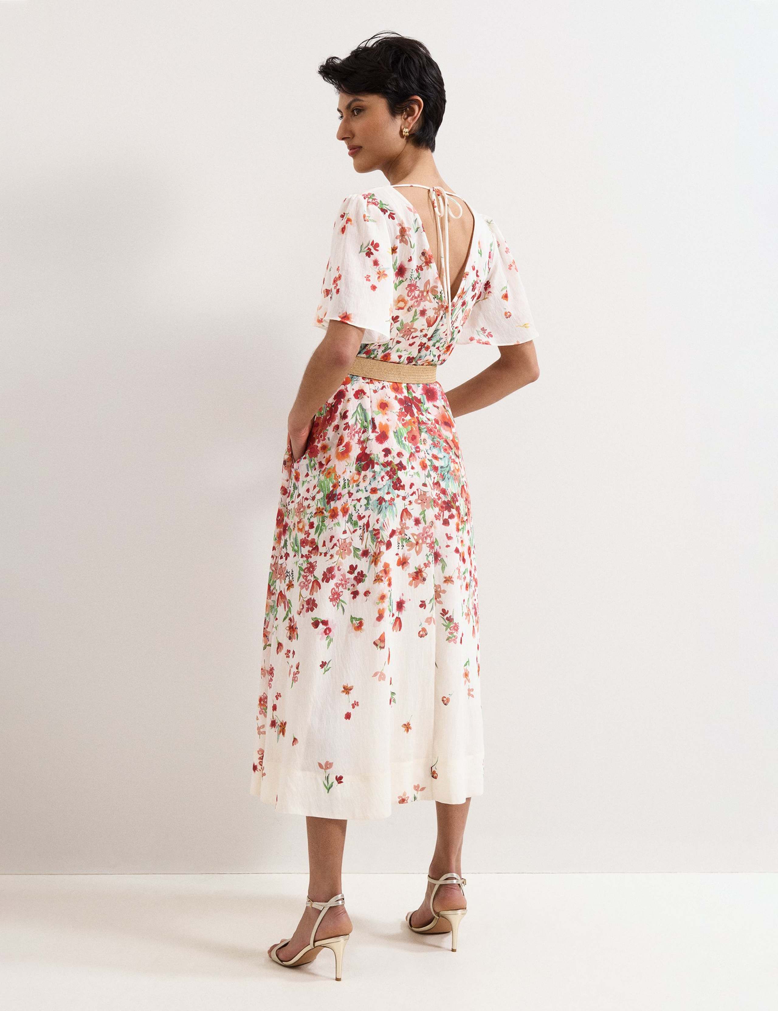 Lyocell Rich Floral V-Neck Midi Skater Dress 5 of 7