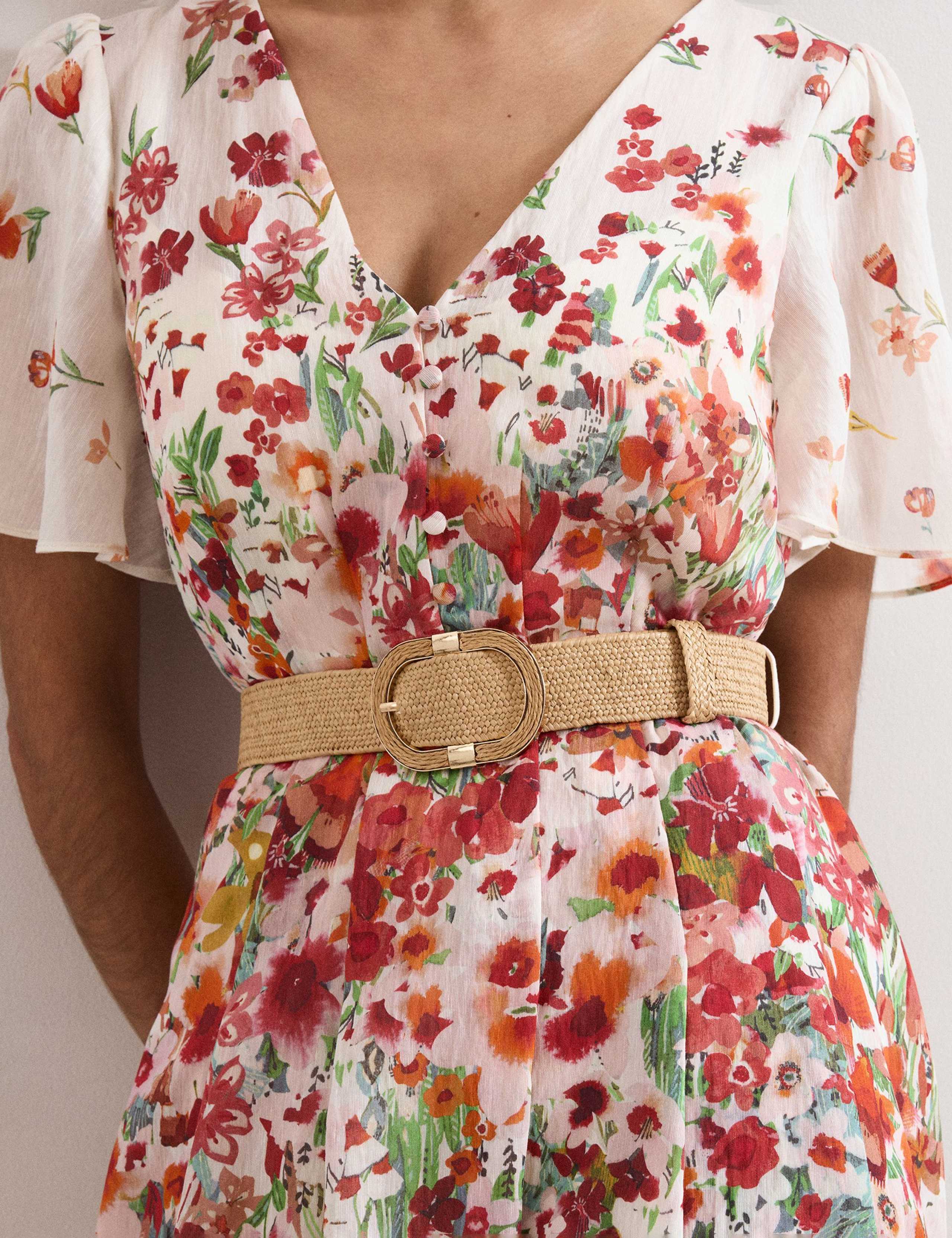 Lyocell Rich Floral V-Neck Midi Skater Dress 6 of 7