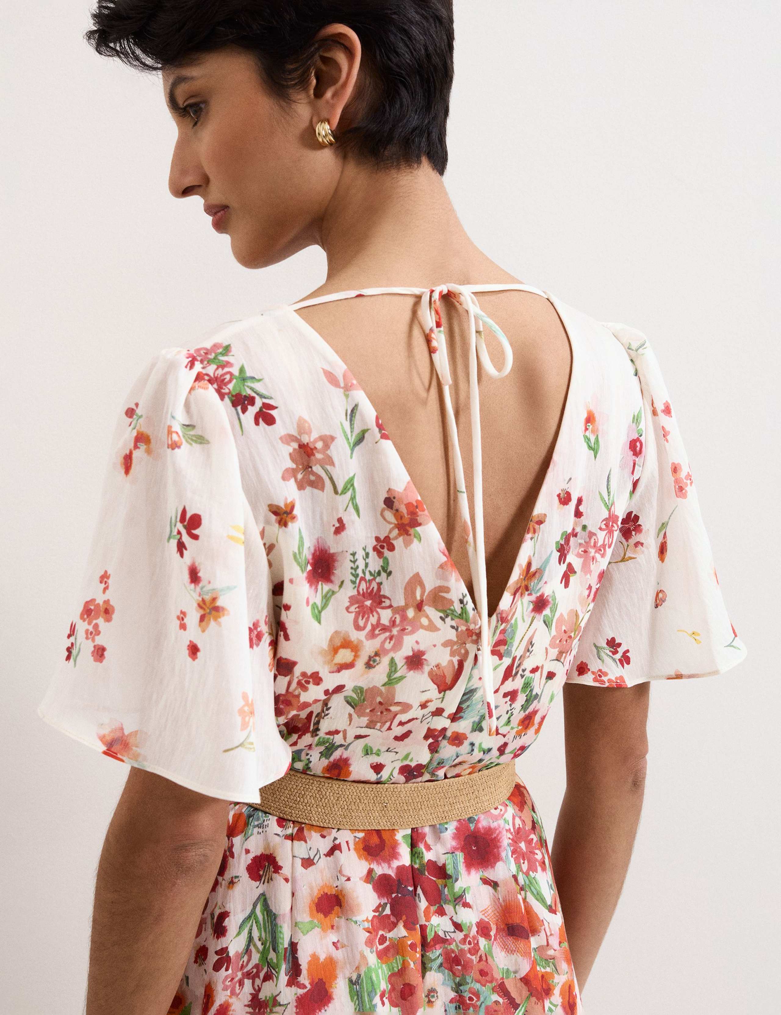 Lyocell Rich Floral V-Neck Midi Skater Dress 7 of 7