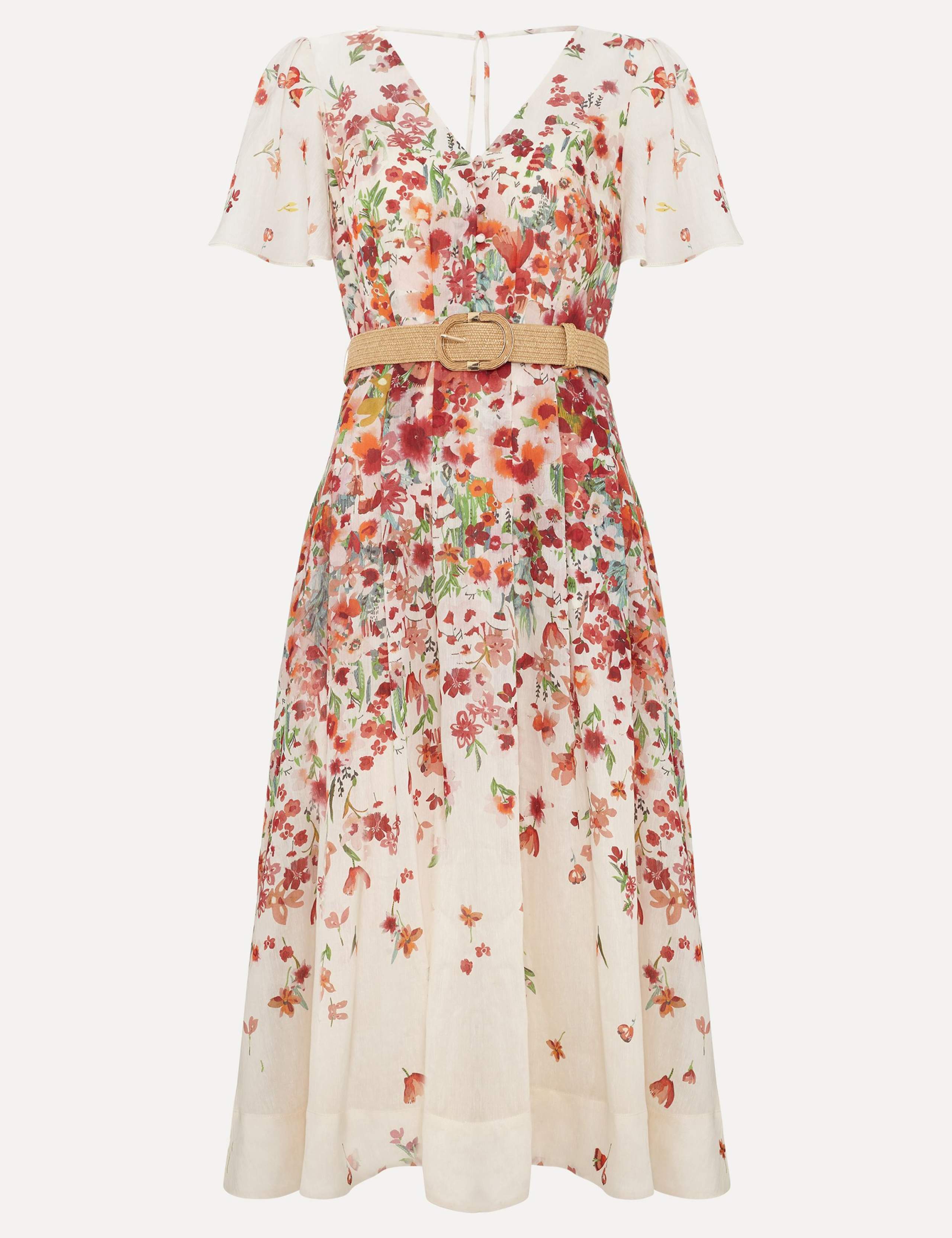 Lyocell Rich Floral V-Neck Midi Skater Dress 2 of 7