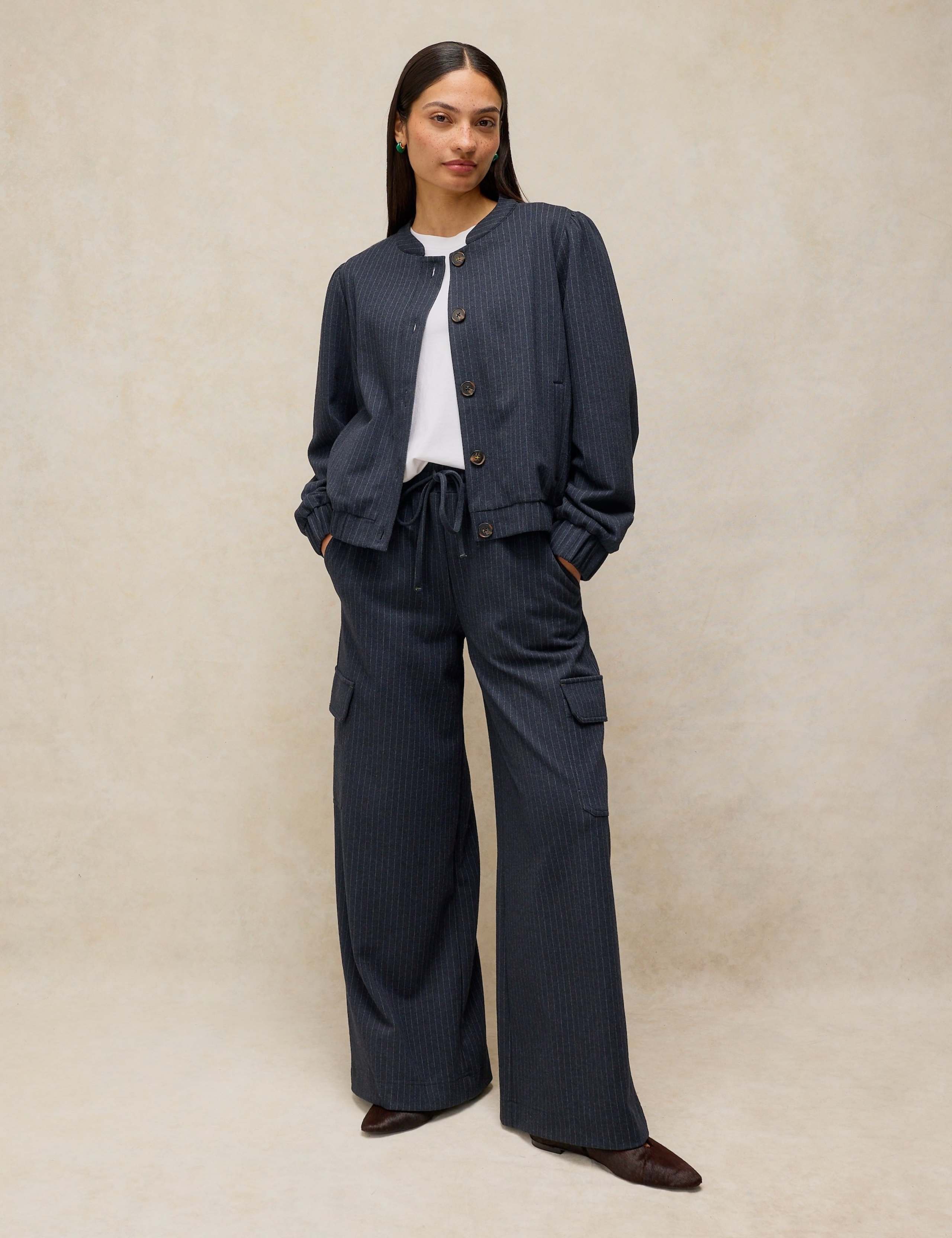 Striped Drawstring Wide Leg Trousers 3 of 6