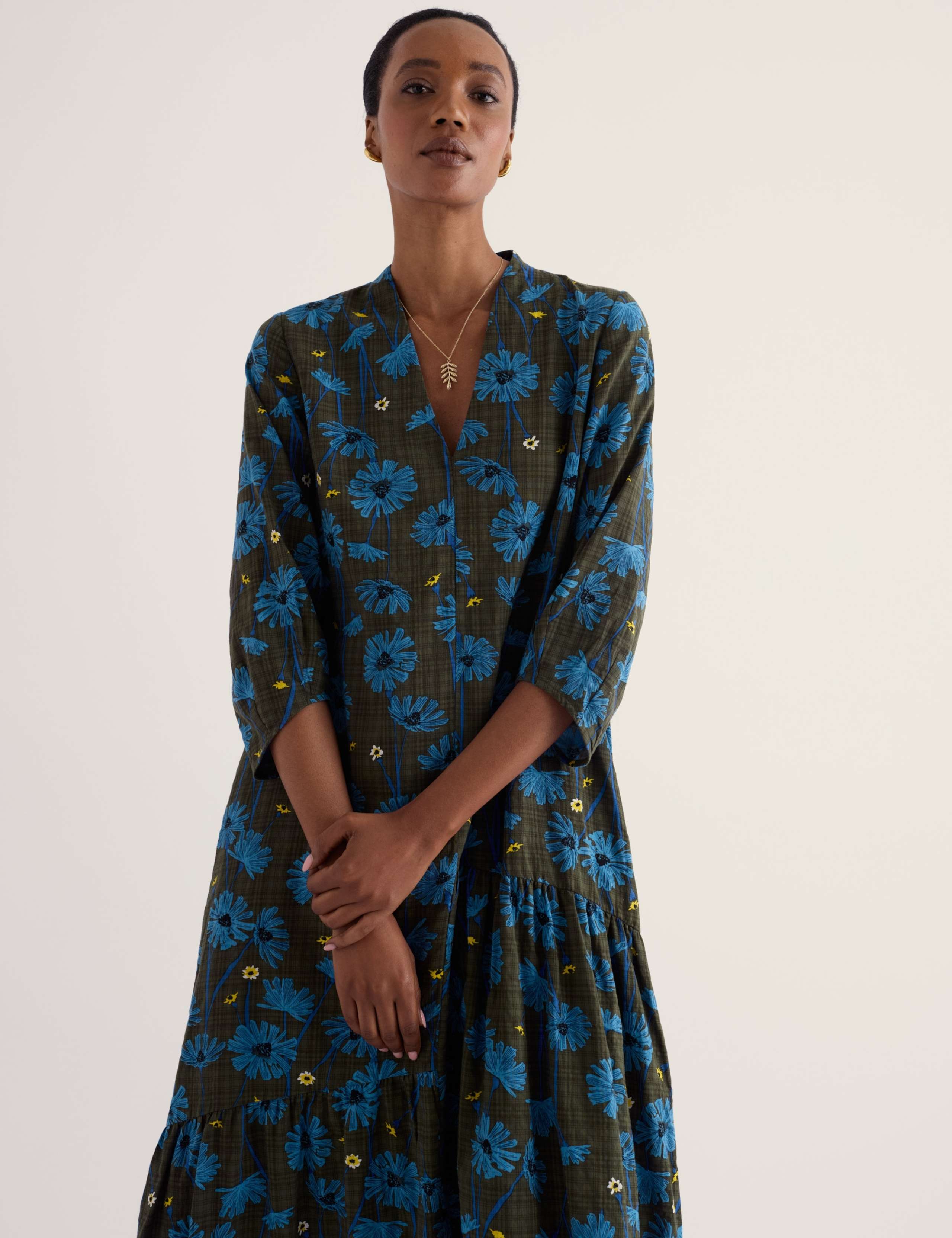 Cotton Rich Floral Midaxi Tiered Dress 4 of 5