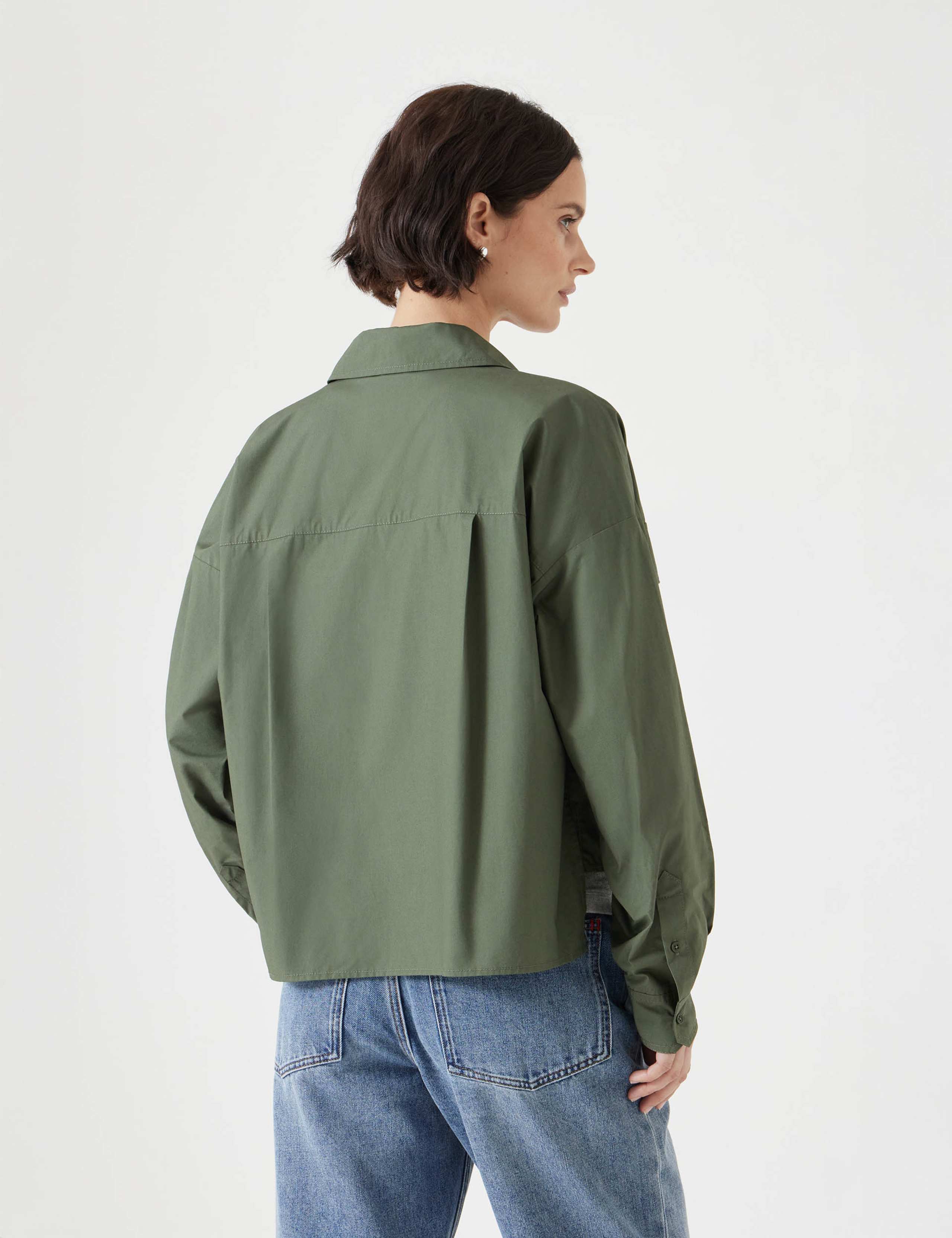 Pure Cotton Oversized Cropped Utility Shirt 3 of 5
