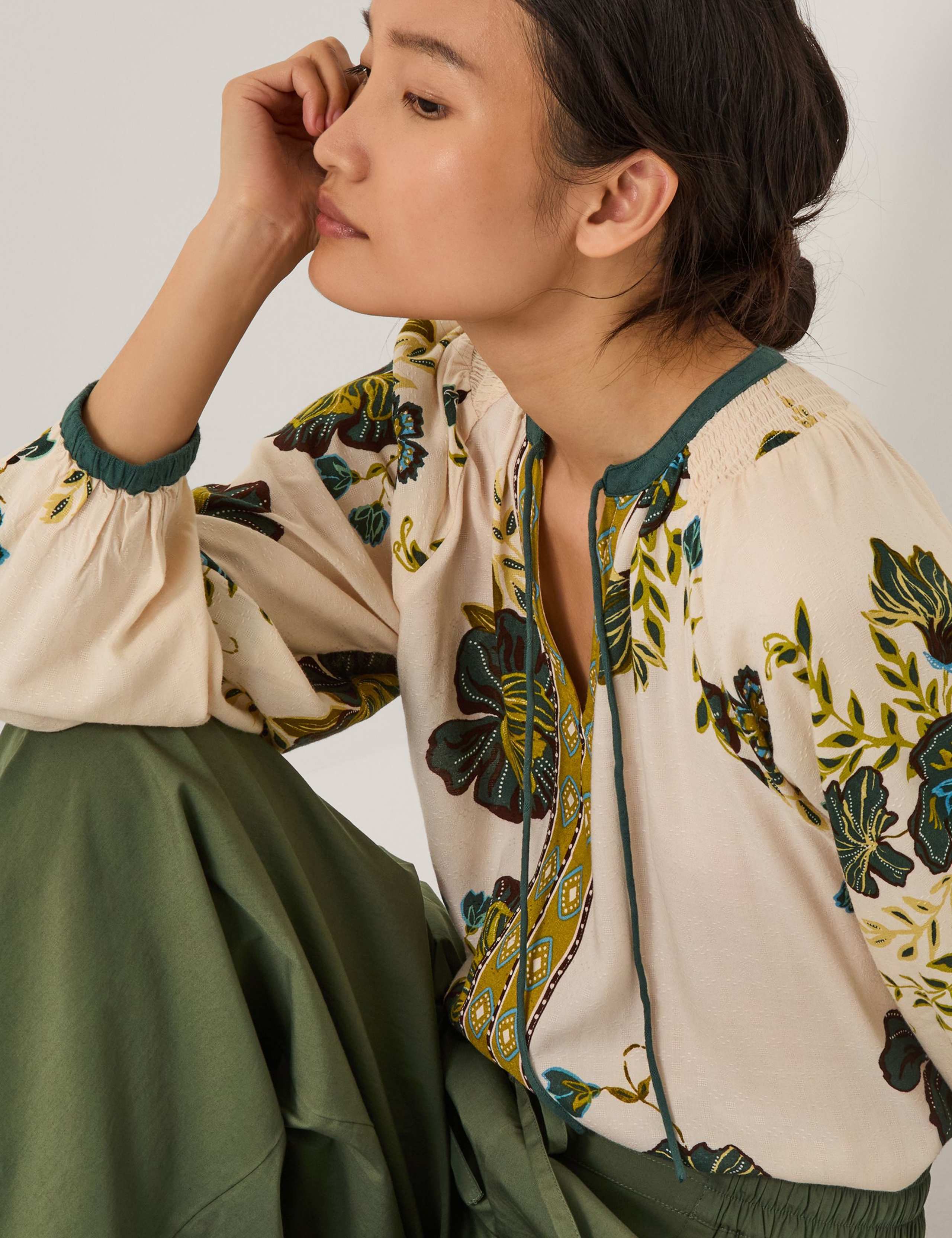 Floral Tie Neck Top 3 of 4