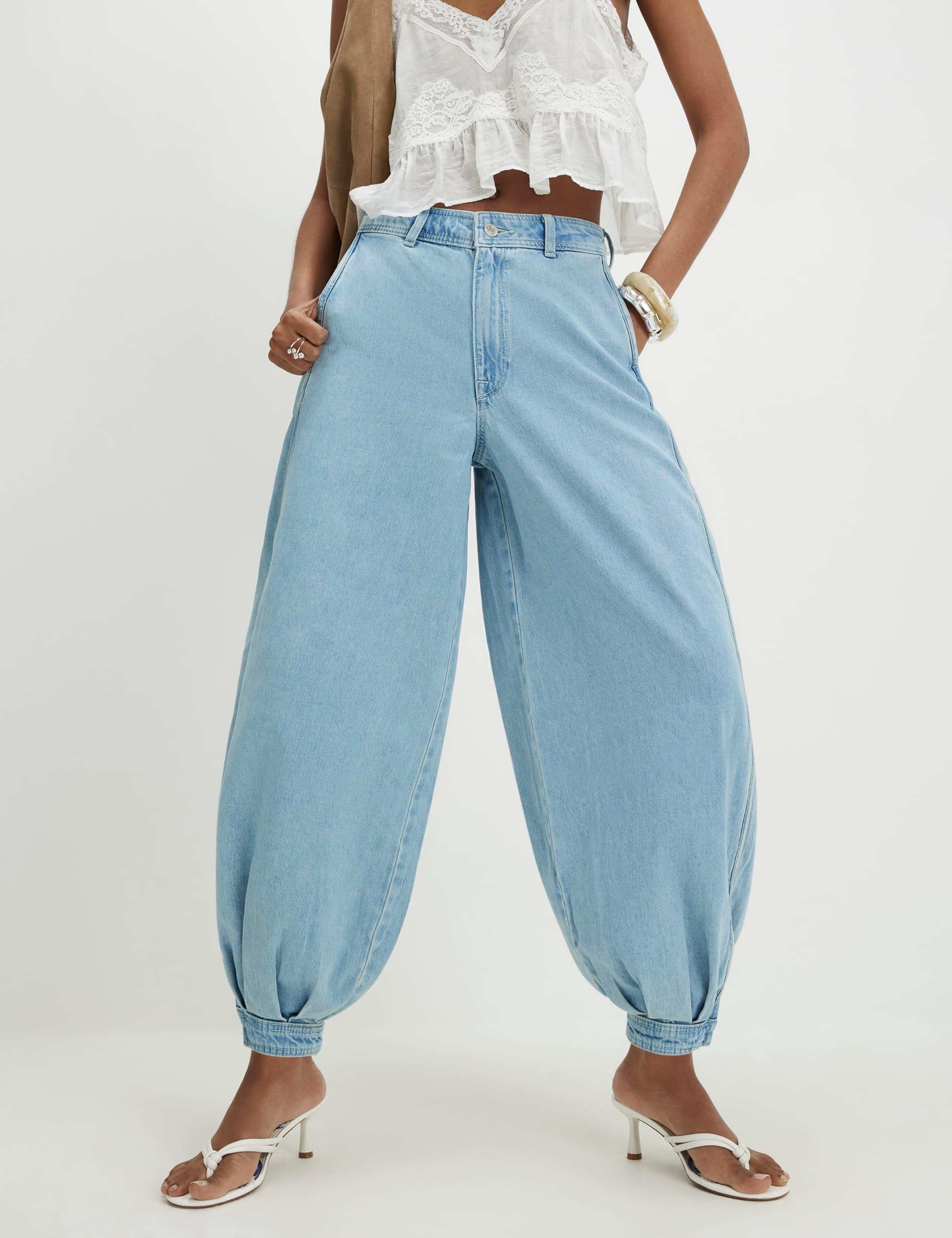 Lyocell Blend High Waisted Balloon Leg Jeans 2 of 4