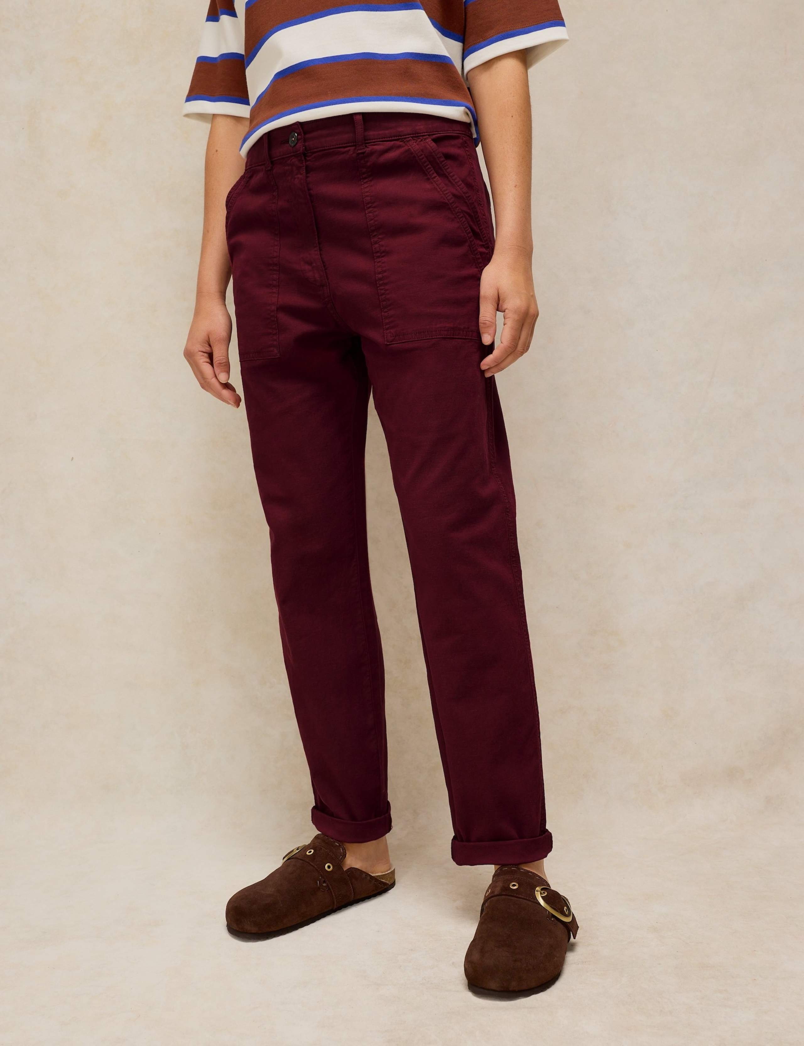 Cotton Rich Straight Leg Chinos with Linen 1 of 6