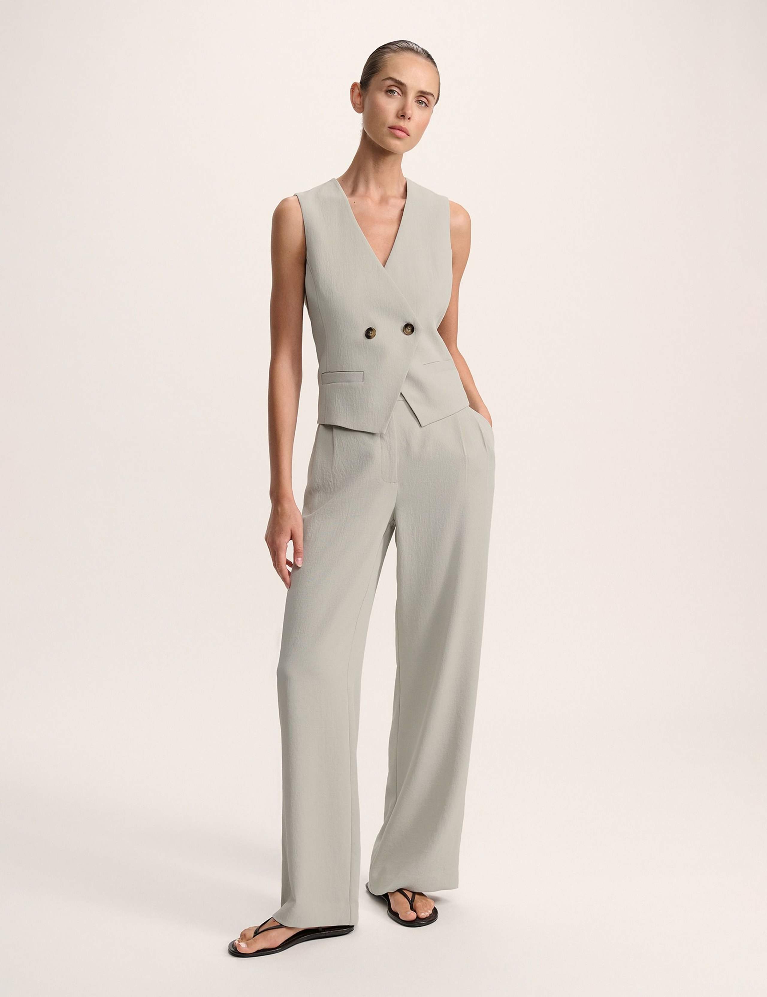 Textured V-Neck Double Breasted Waistcoat 2 of 5