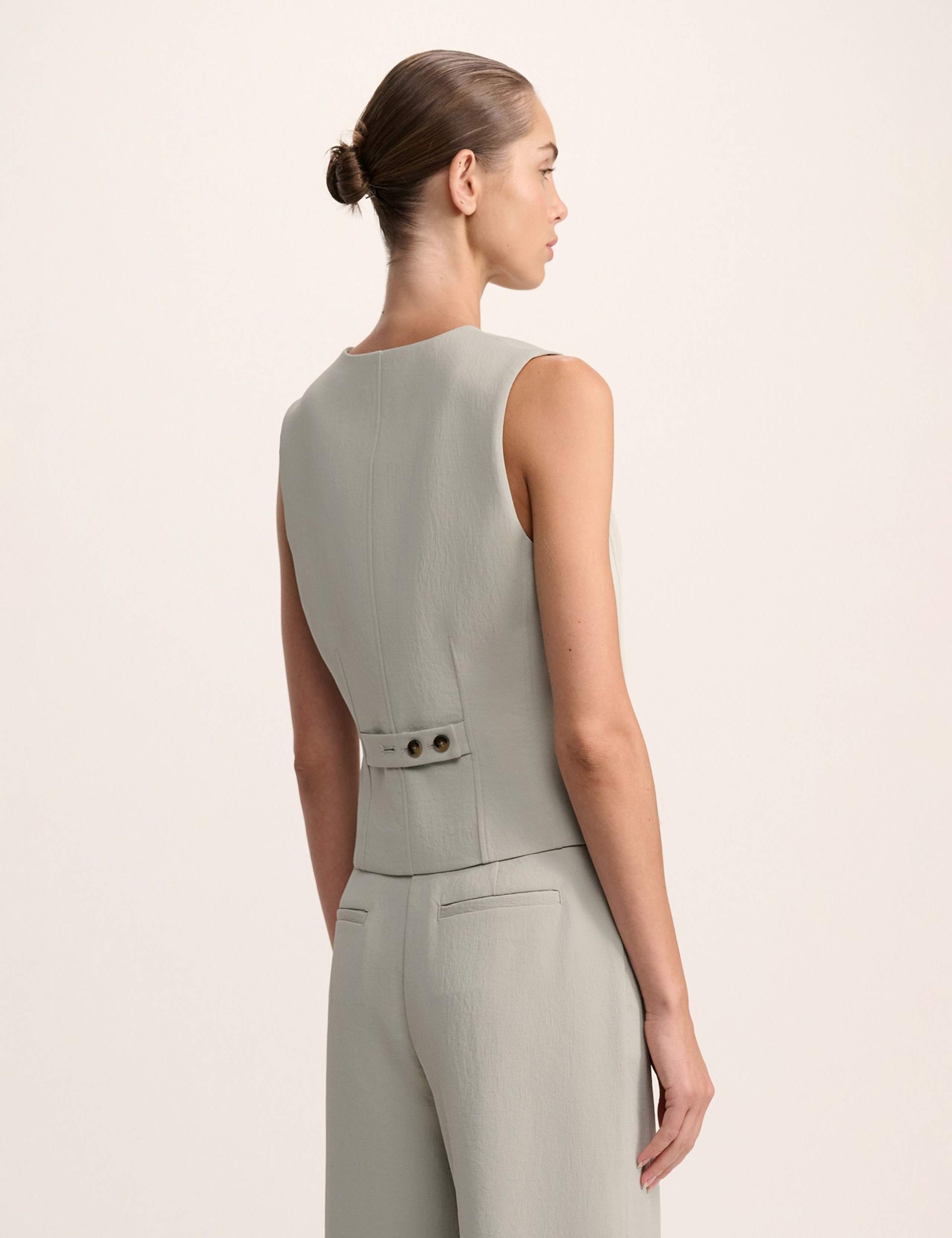 Textured V-Neck Double Breasted Waistcoat 3 of 5