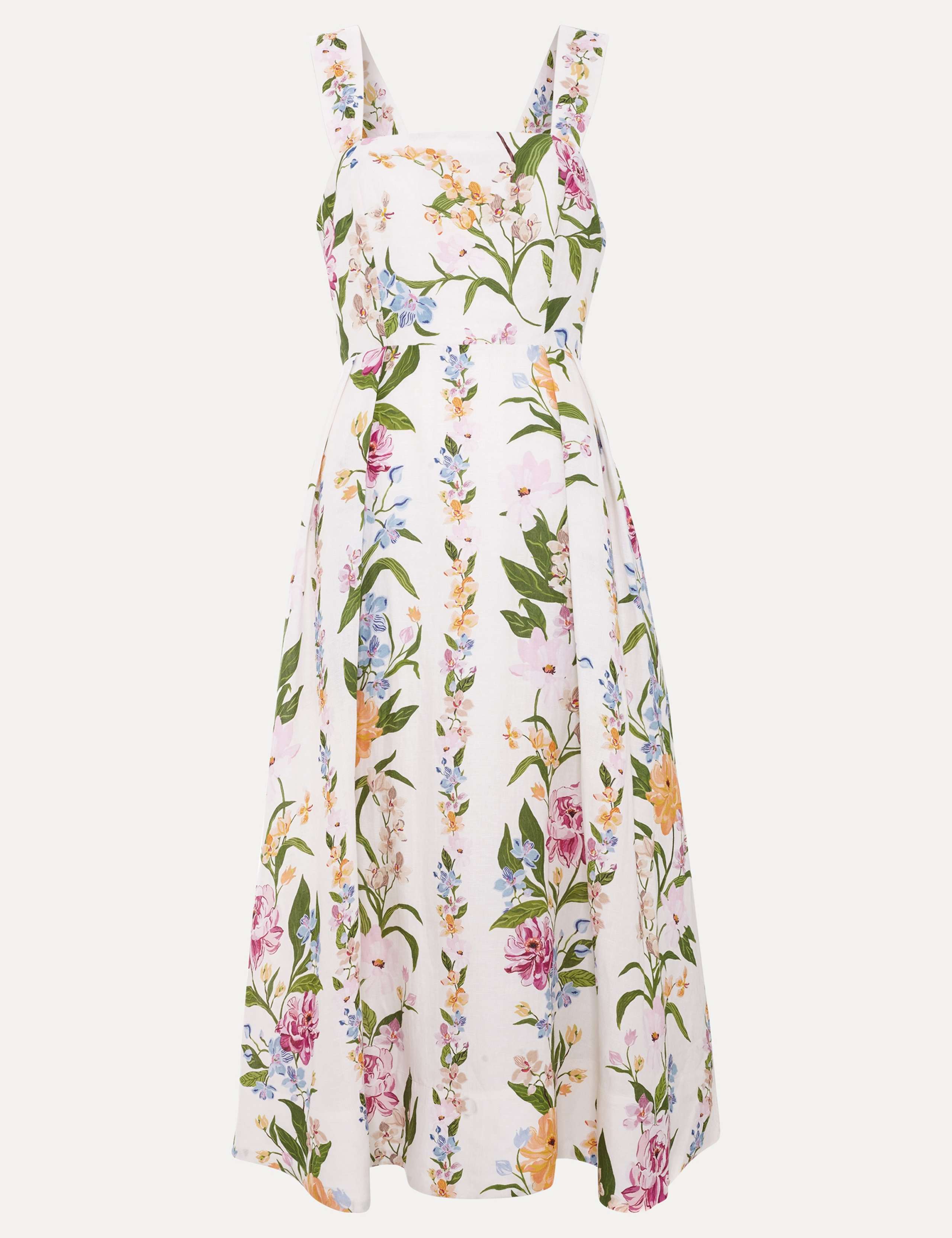 Linen Rich Floral Square Neck Skater Dress 2 of 6