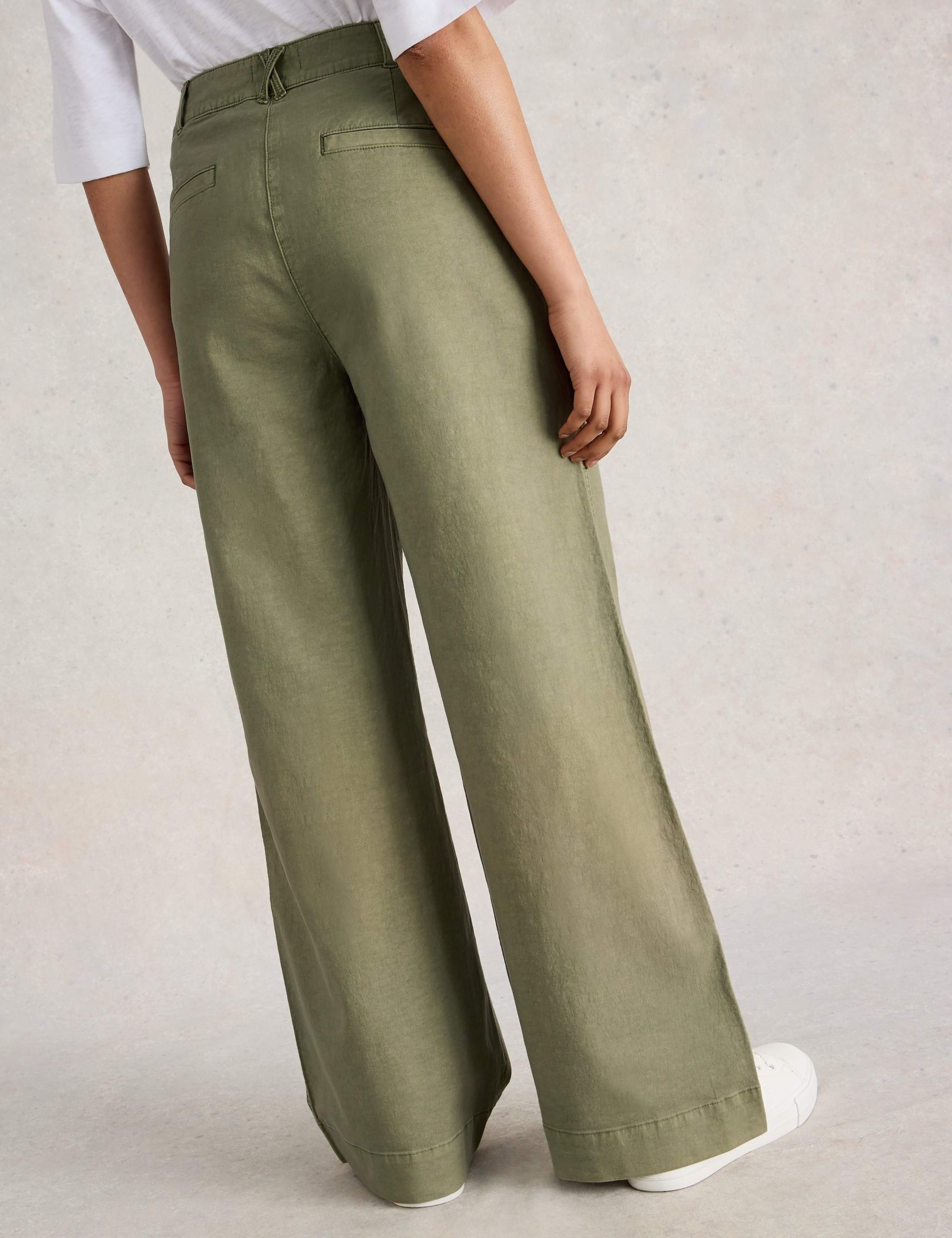 Cotton Blend Wide Leg Chinos with Linen 5 of 6