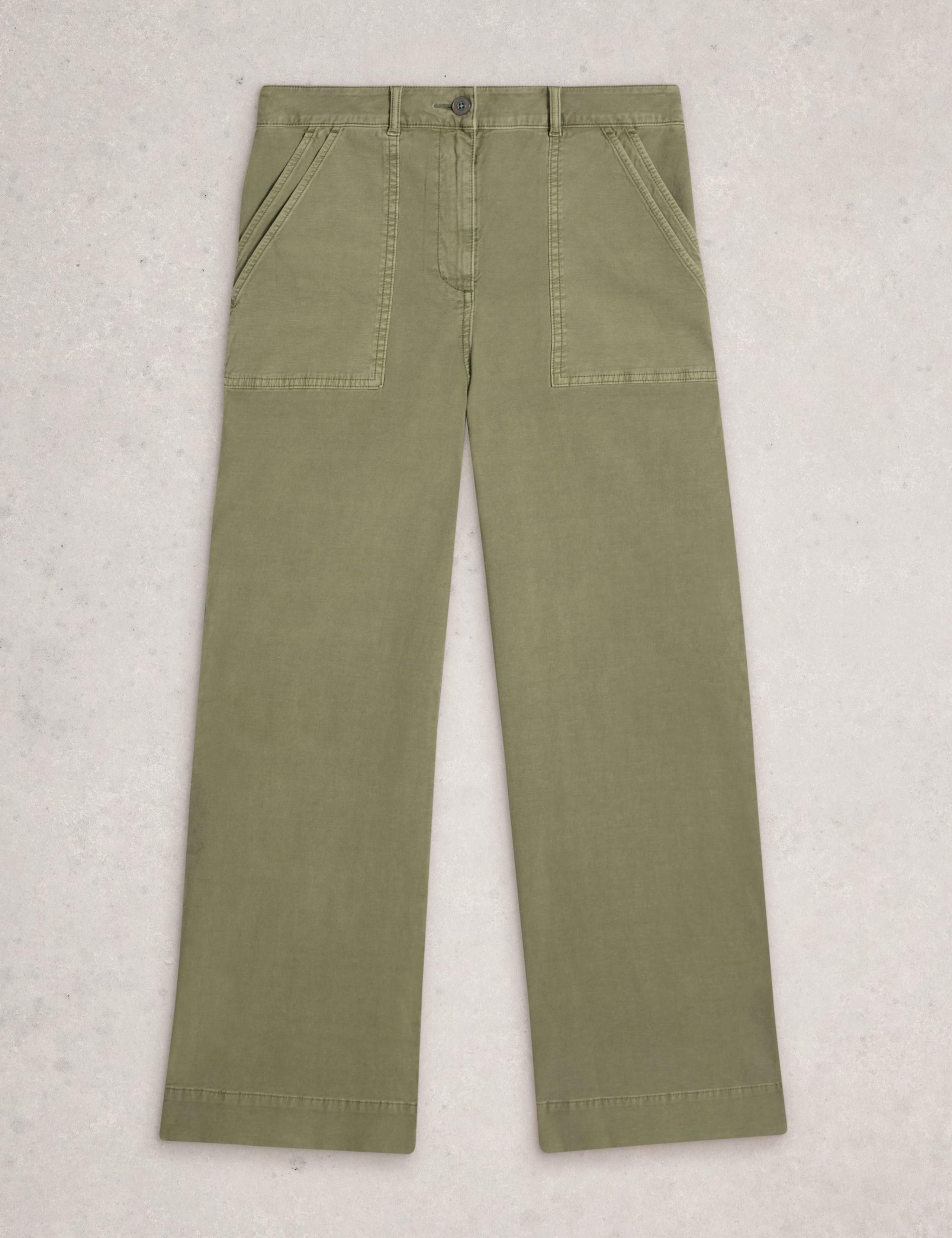 Cotton Blend Wide Leg Chinos with Linen 2 of 6