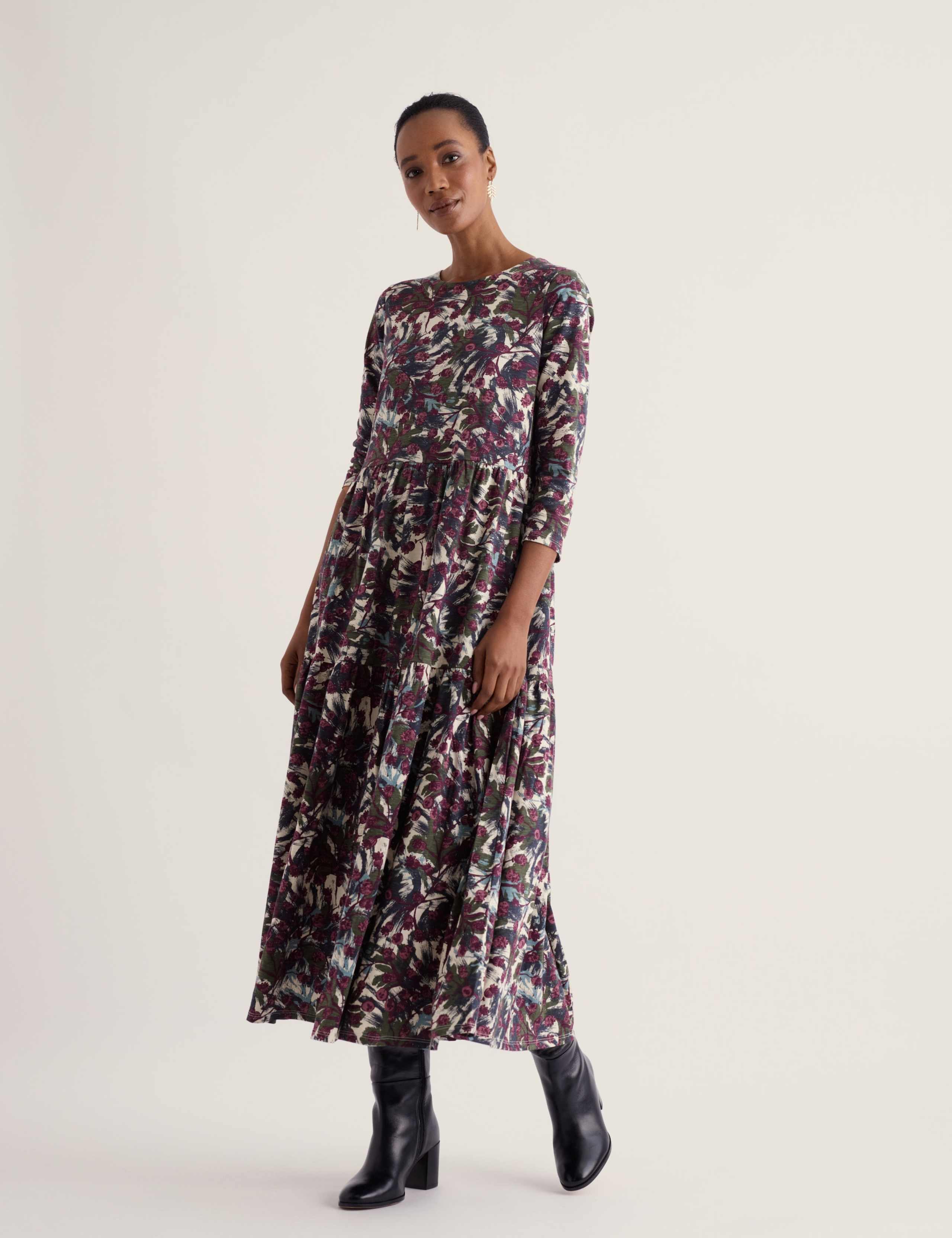 Pure Cotton Floral Midaxi Waisted Dress 3 of 5