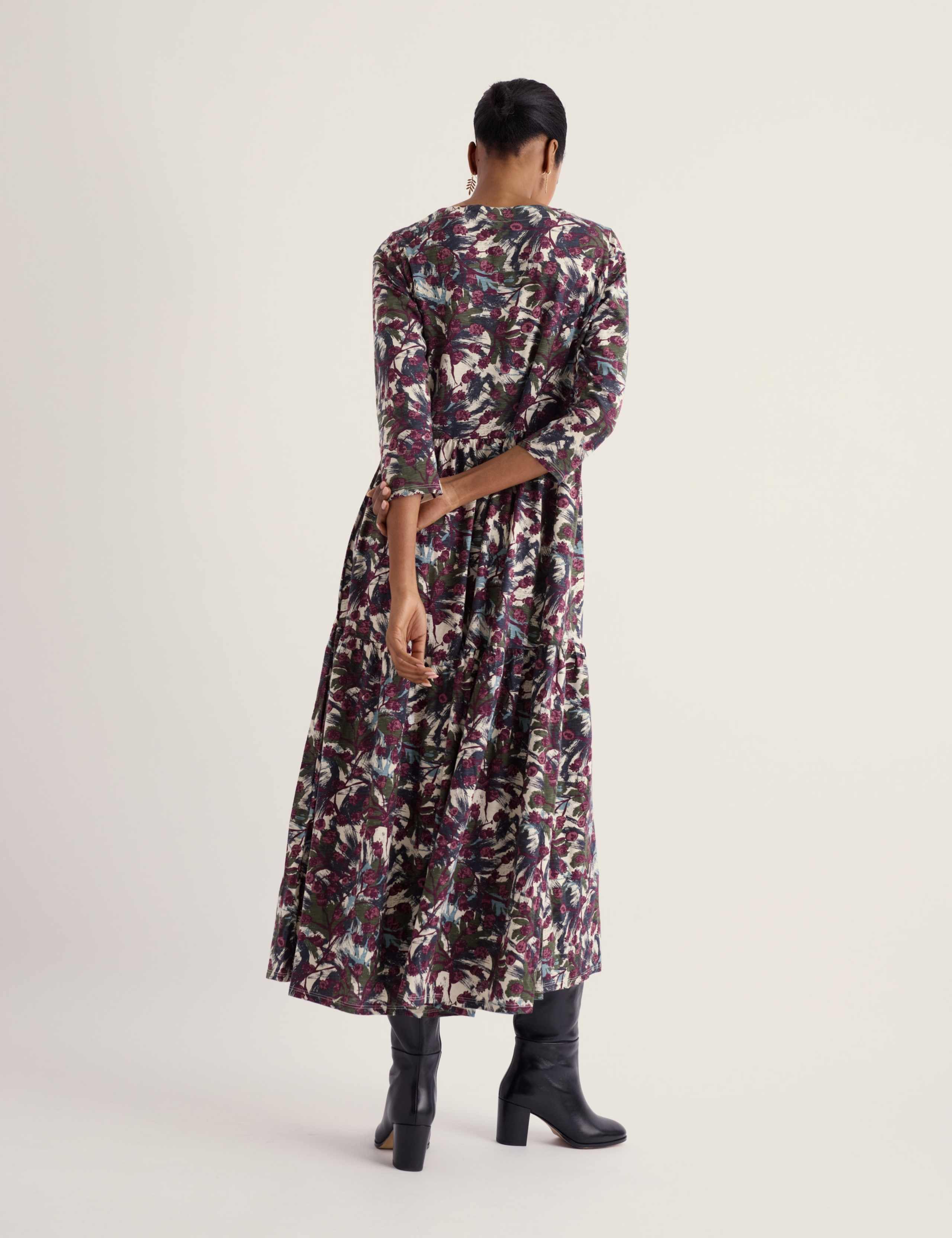 Pure Cotton Floral Midaxi Waisted Dress 4 of 5
