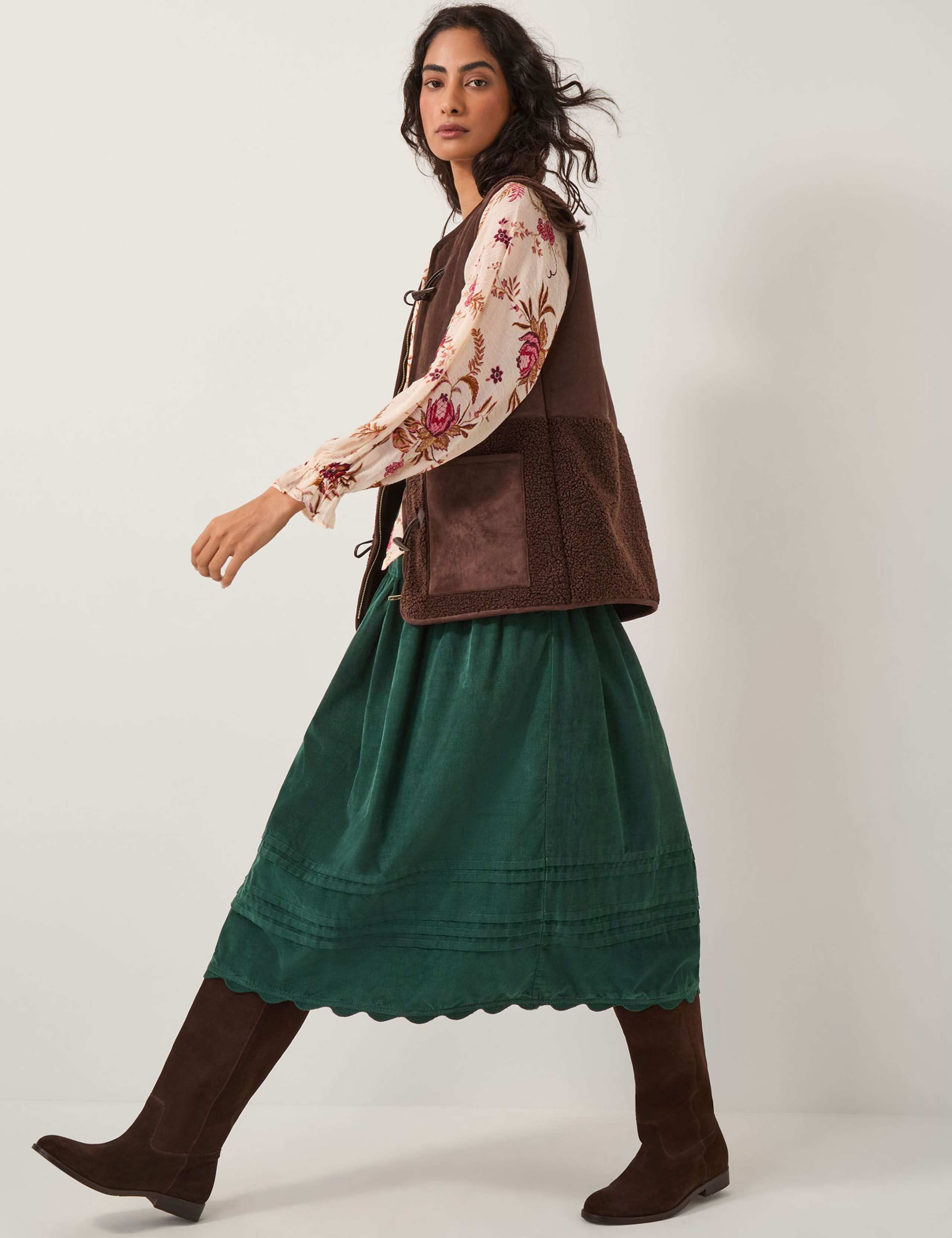 Cord Midi Tiered Skirt 3 of 5