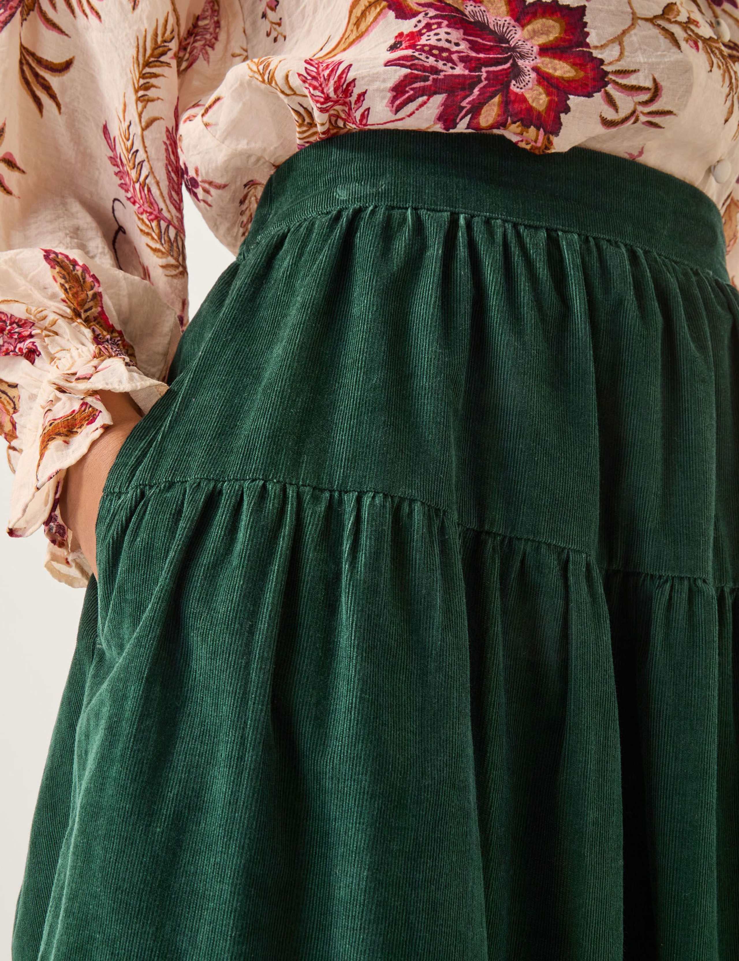 Cord Midi Tiered Skirt 5 of 5