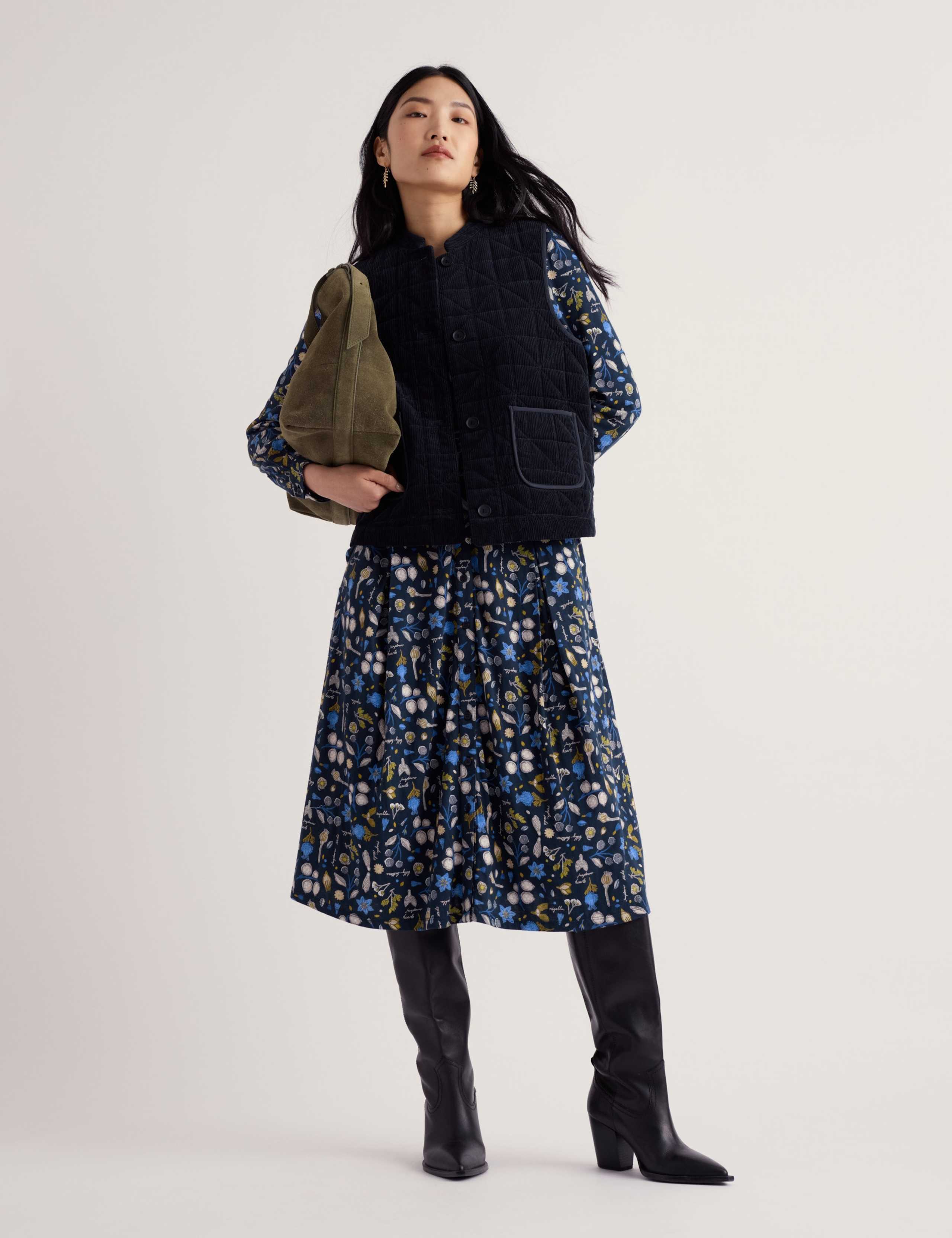 Cotton Rich Printed Midi Waisted Dress 5 of 5