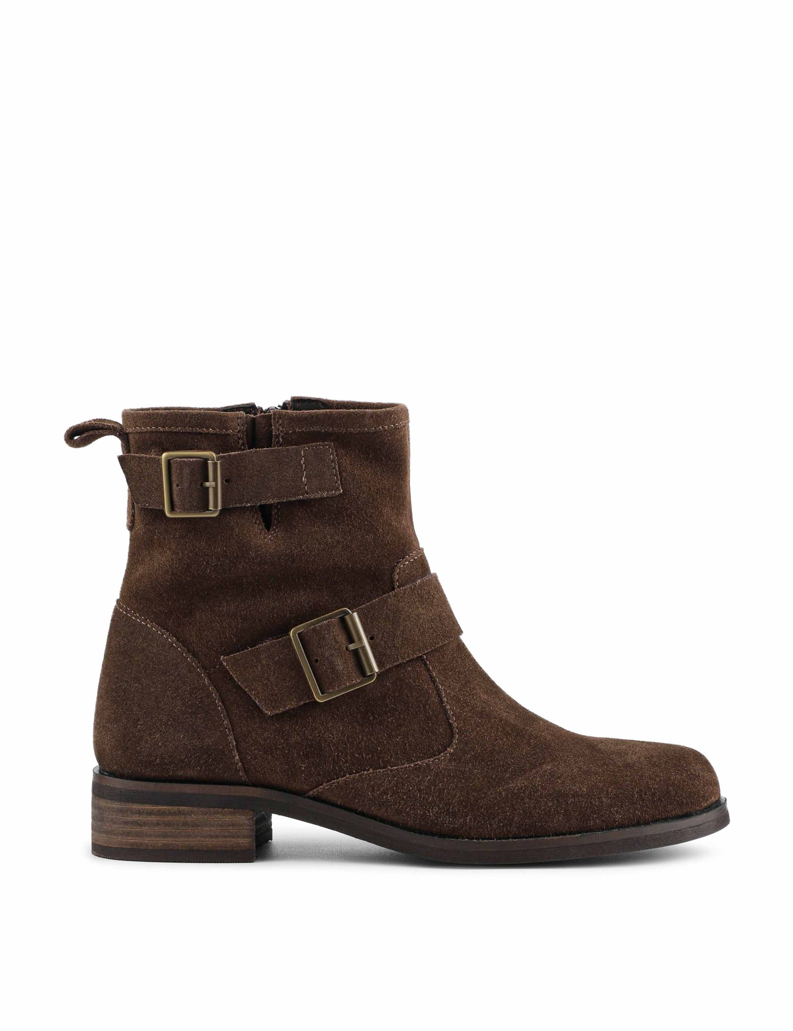 Leather Buckle Block Heel Ankle Boots 1 of 5