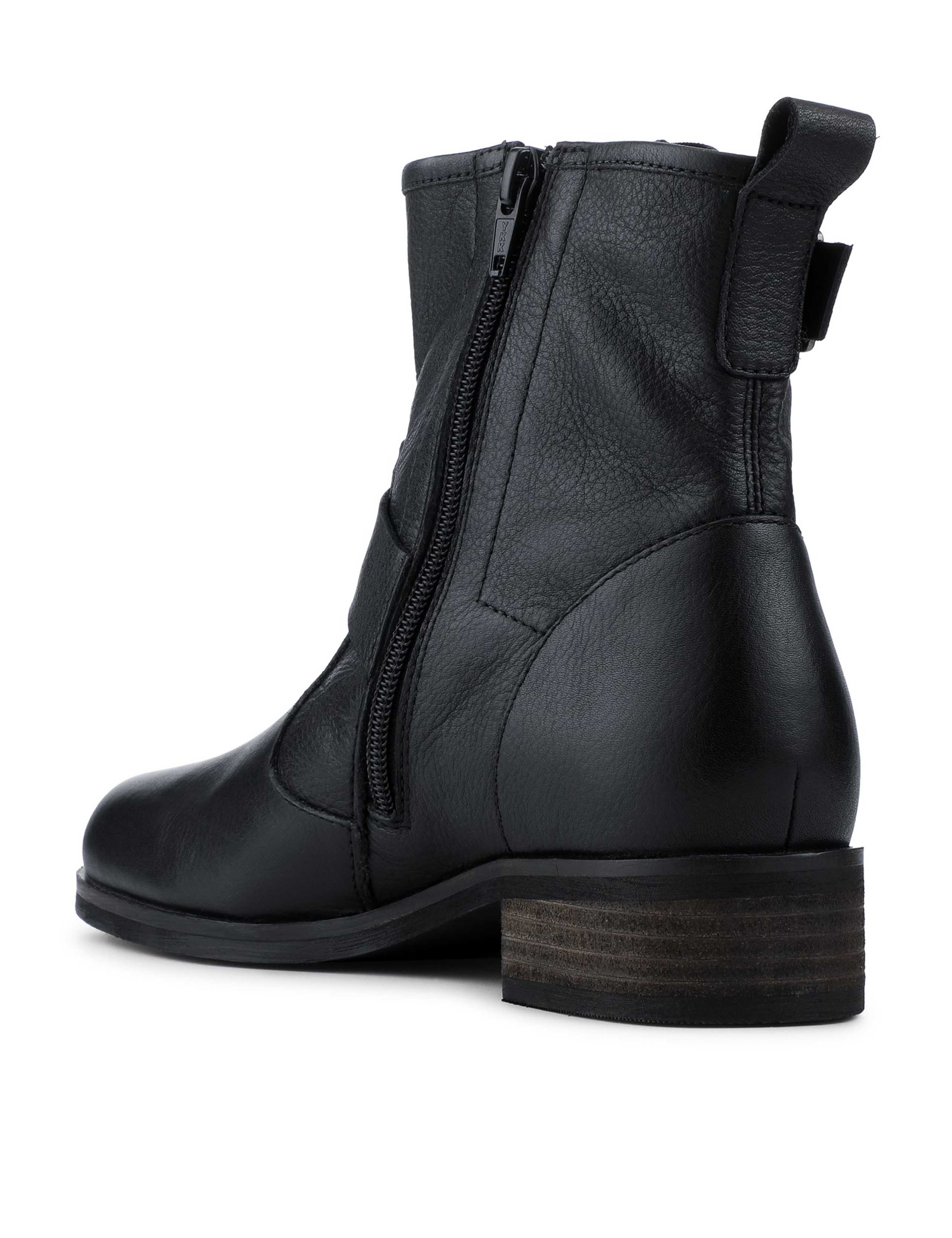 Leather Buckle Block Heel Ankle Boots 4 of 5