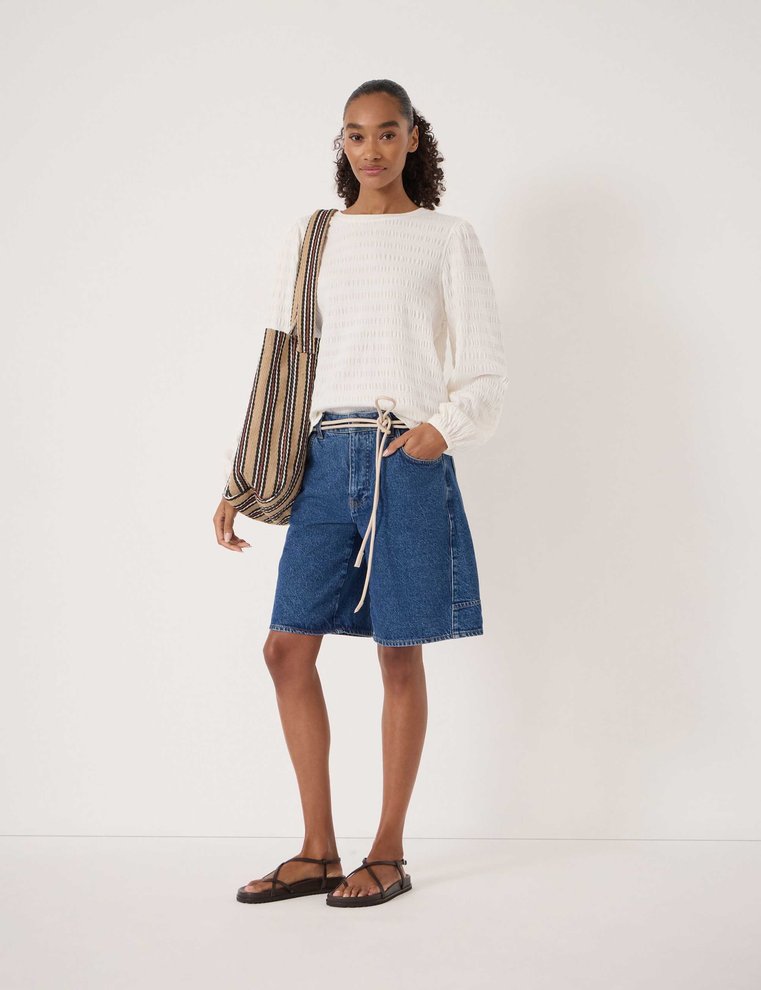 Cotton Rich Textured Crew Neck Top 4 of 5