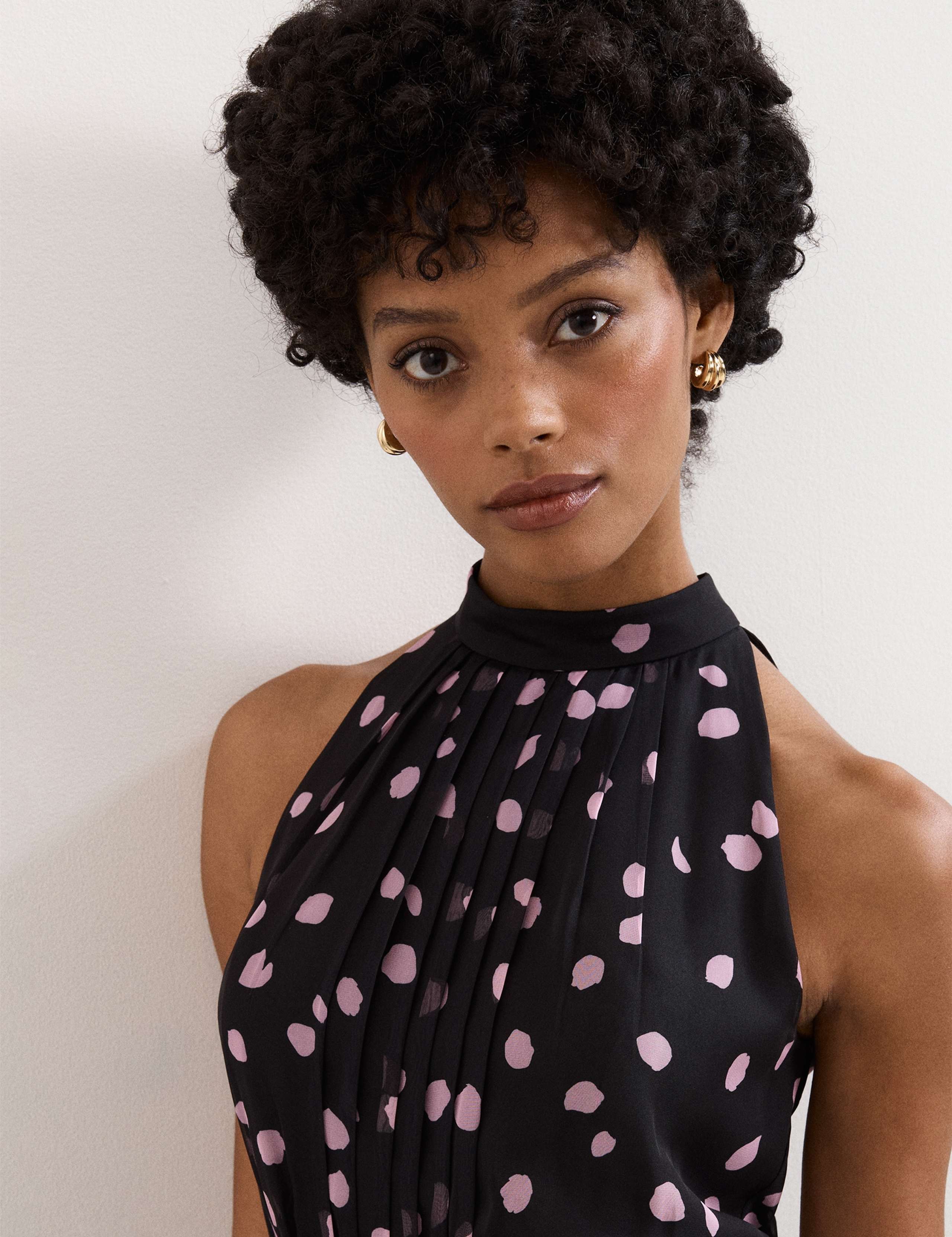 Polka Dot Halter Neck Midi Skater Dress 5 of 6