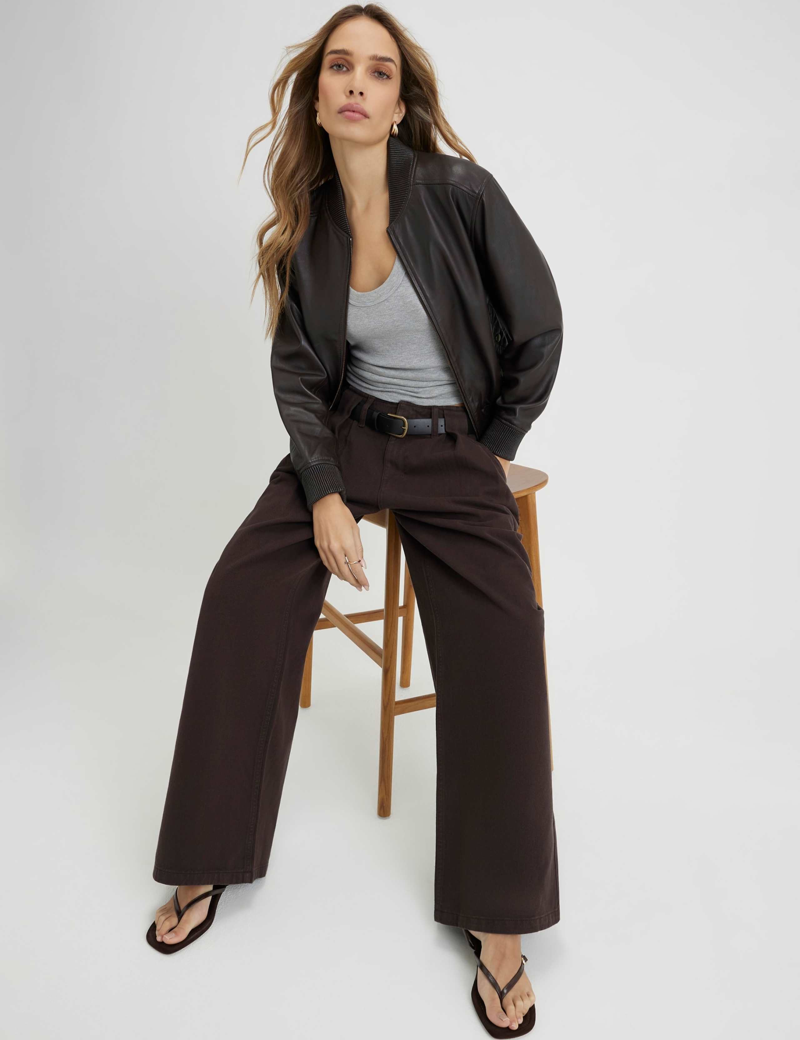 High Waisted Belted Pleated Wide Leg Jeans 4 of 4