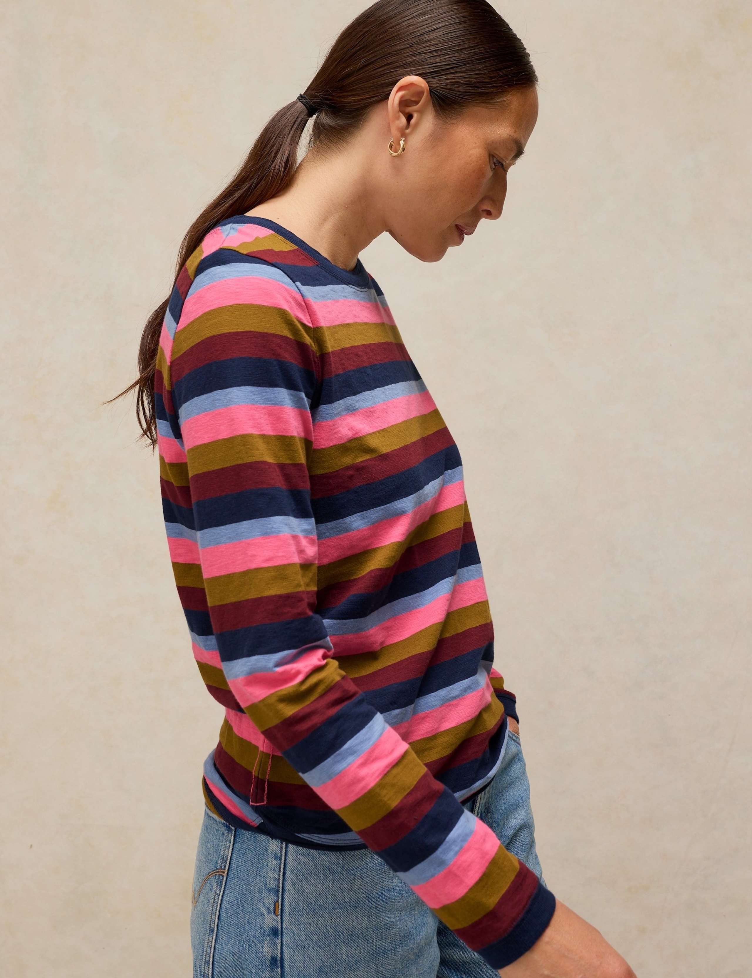 Pure Cotton Striped Crew Neck Top 5 of 6