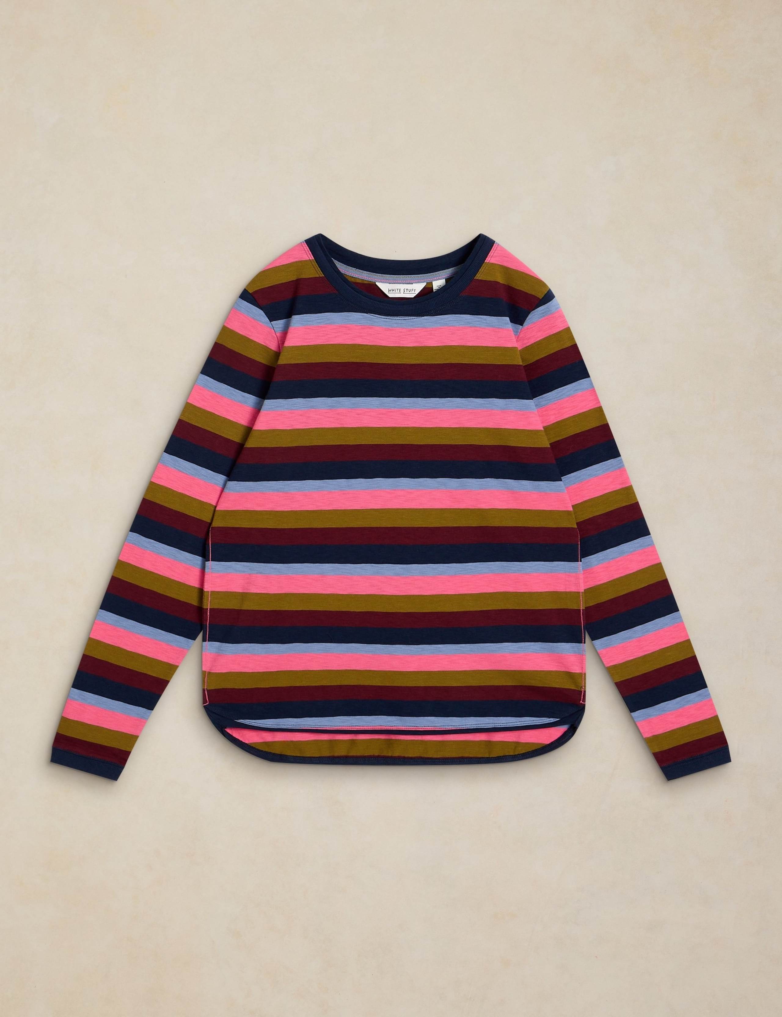 Pure Cotton Striped Crew Neck Top 2 of 6