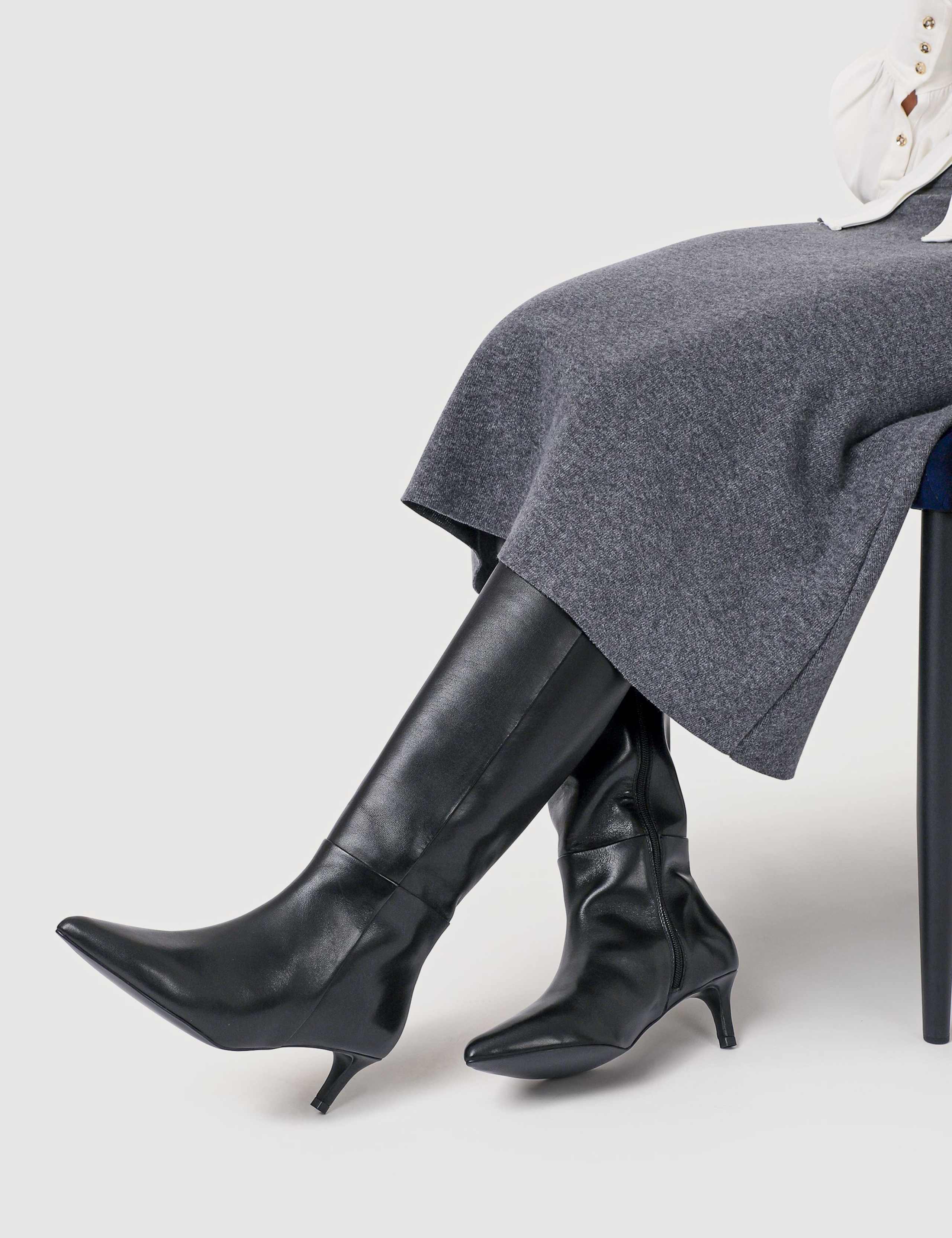 Leather Stiletto Heel Knee High Boots 6 of 6