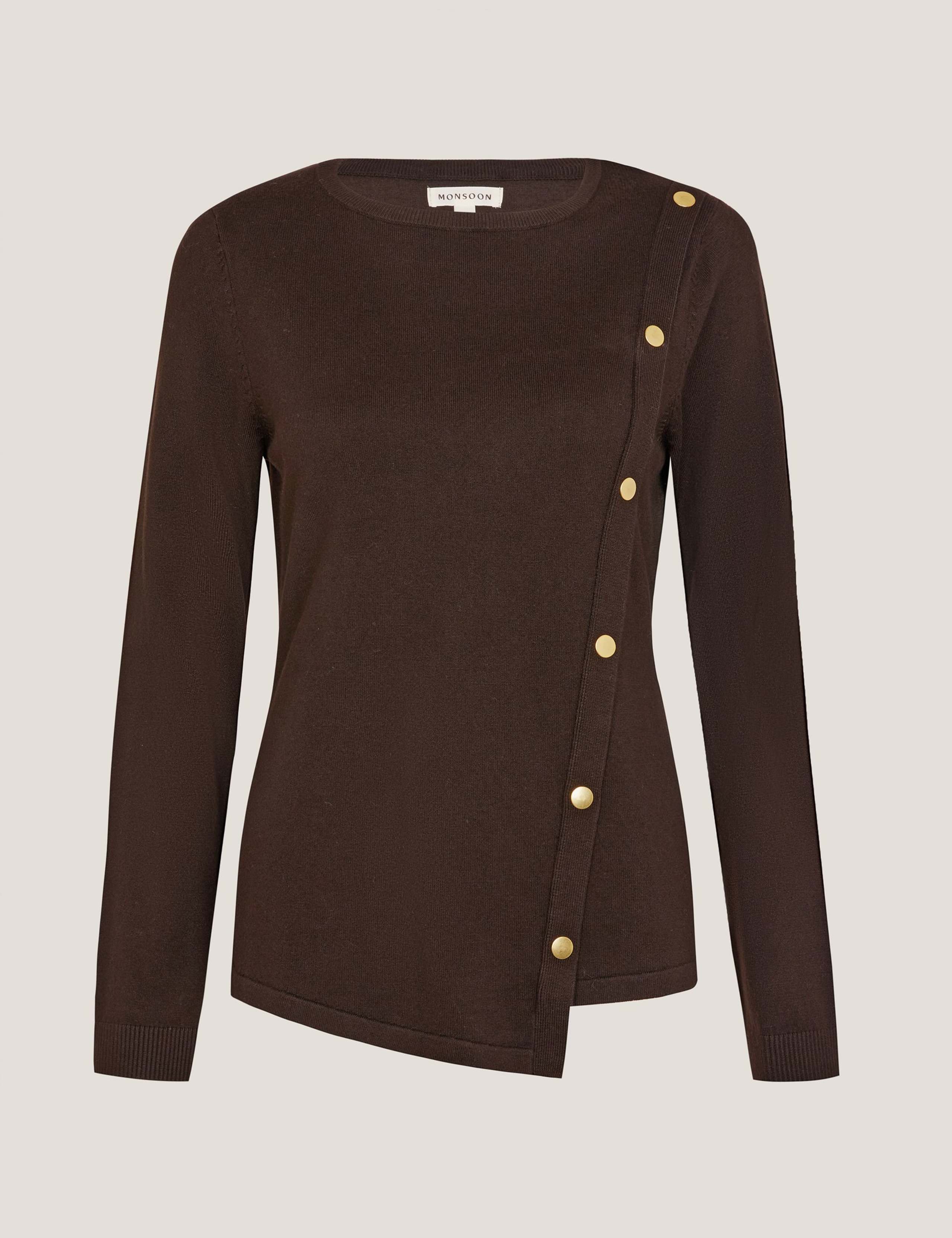 Textured Crew Neck Button Detail Jumper 2 of 5