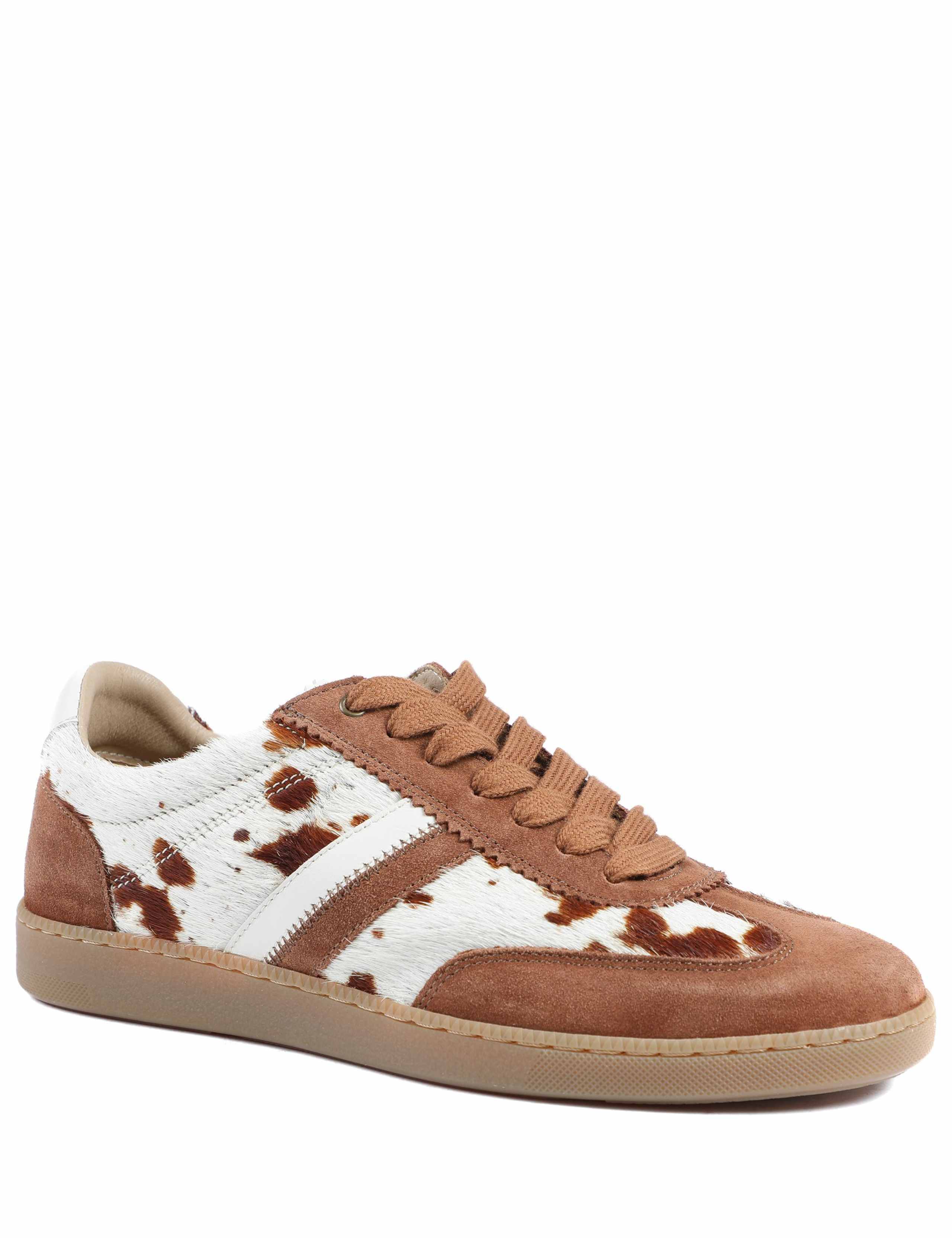 Suede Cow Print Lace Up Trainers 2 of 5