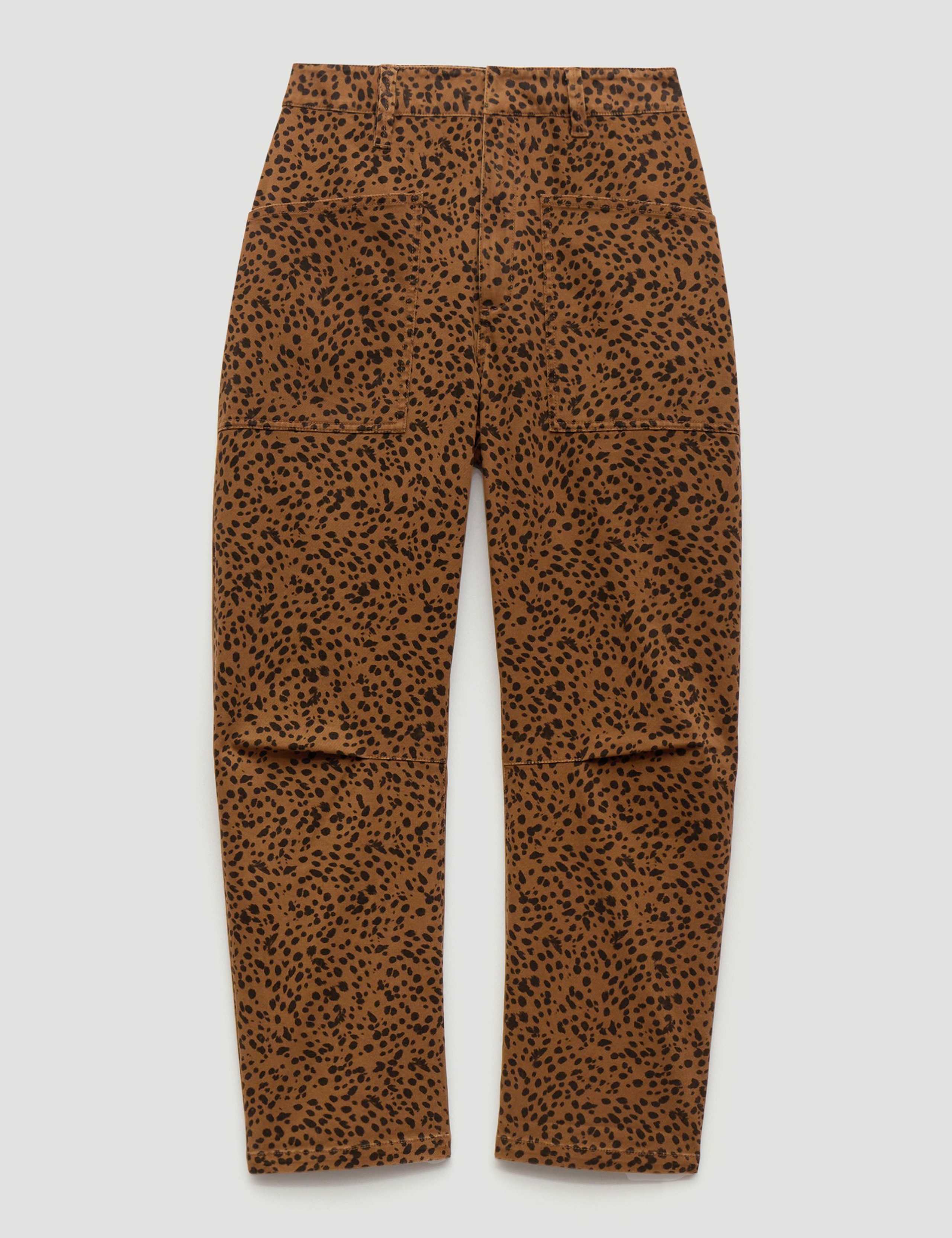 Cotton Rich Leopard Print Barrel Leg Trousers 2 of 6