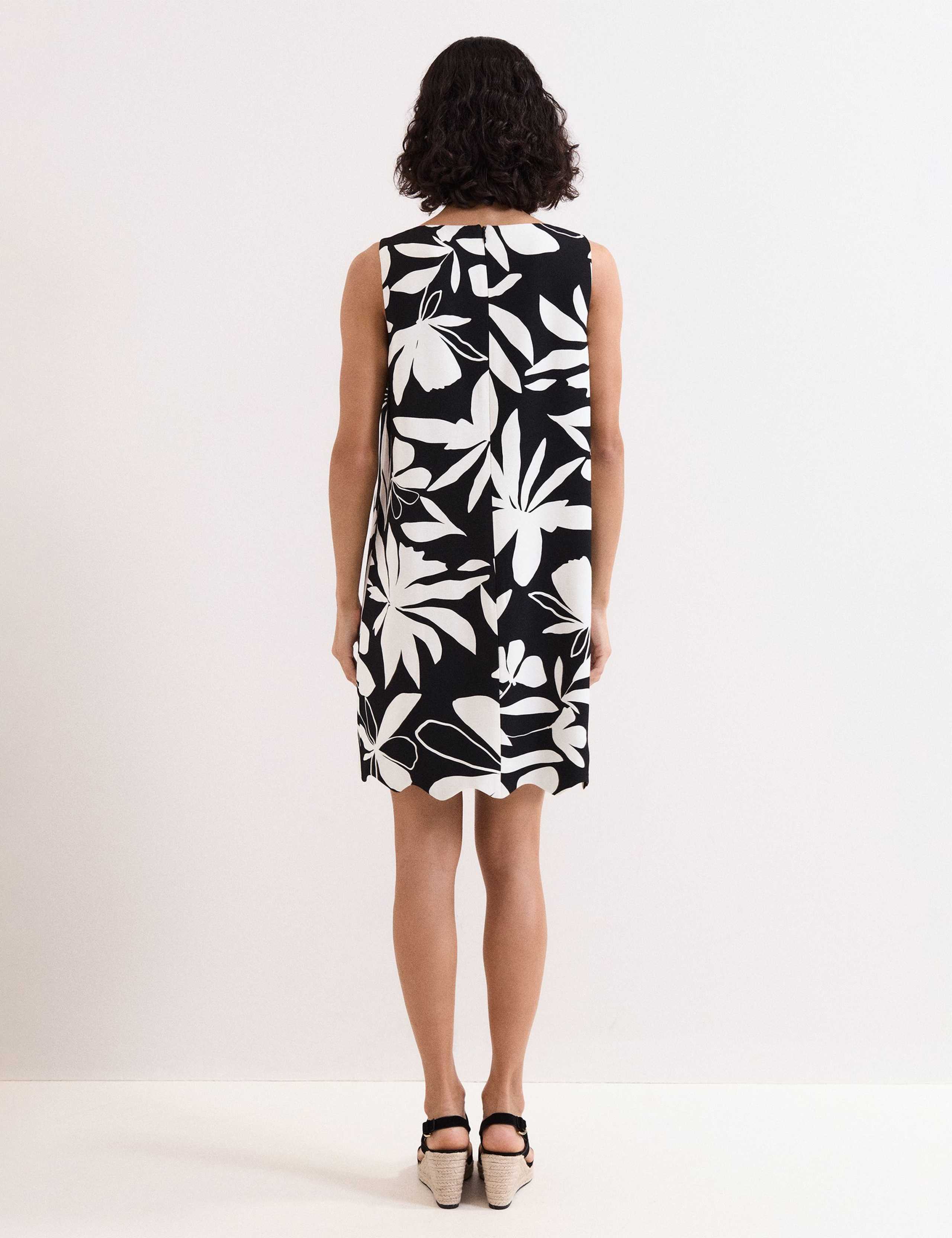 Floral Round Neck Mini Shift Dress 3 of 6