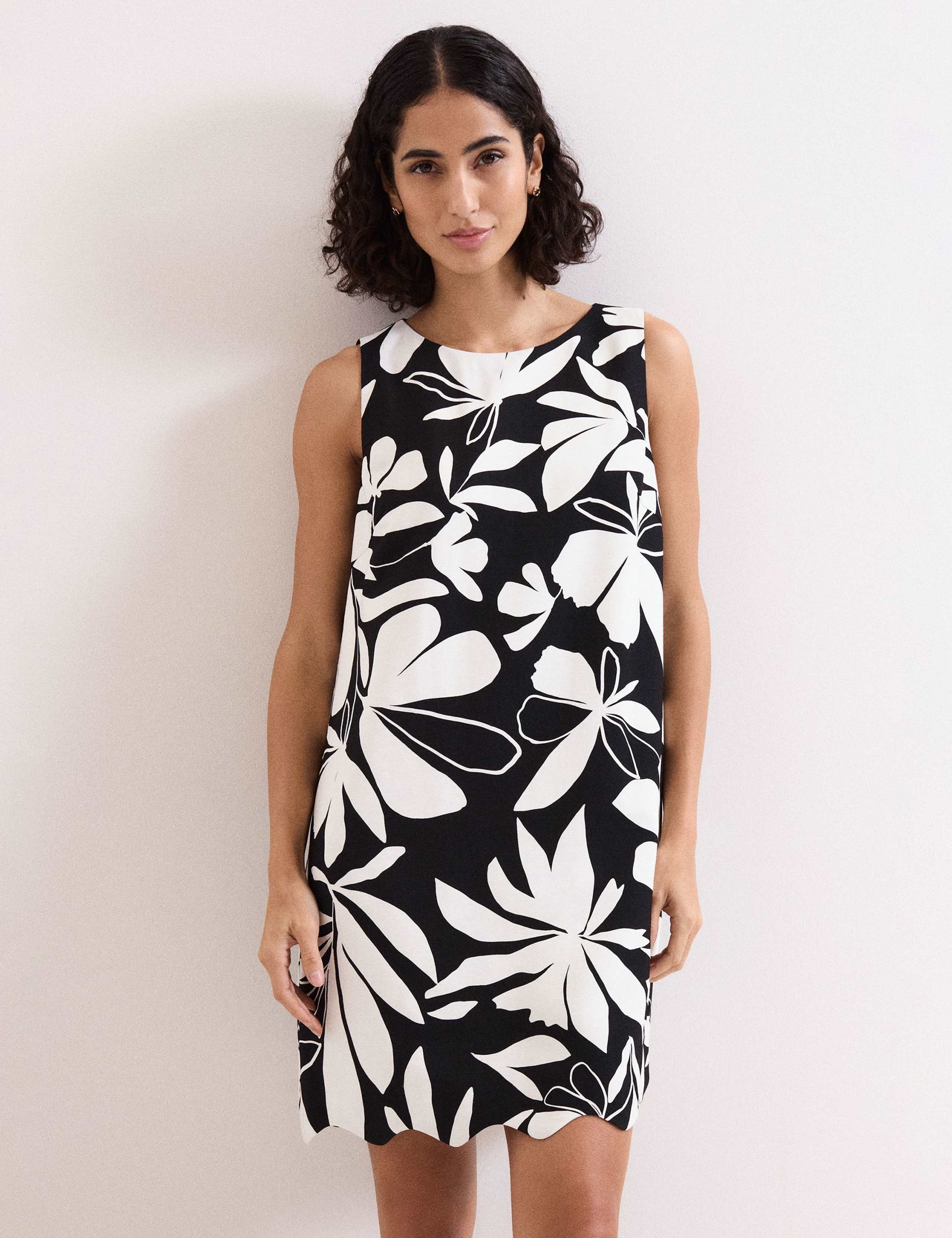 Floral Round Neck Mini Shift Dress 4 of 6