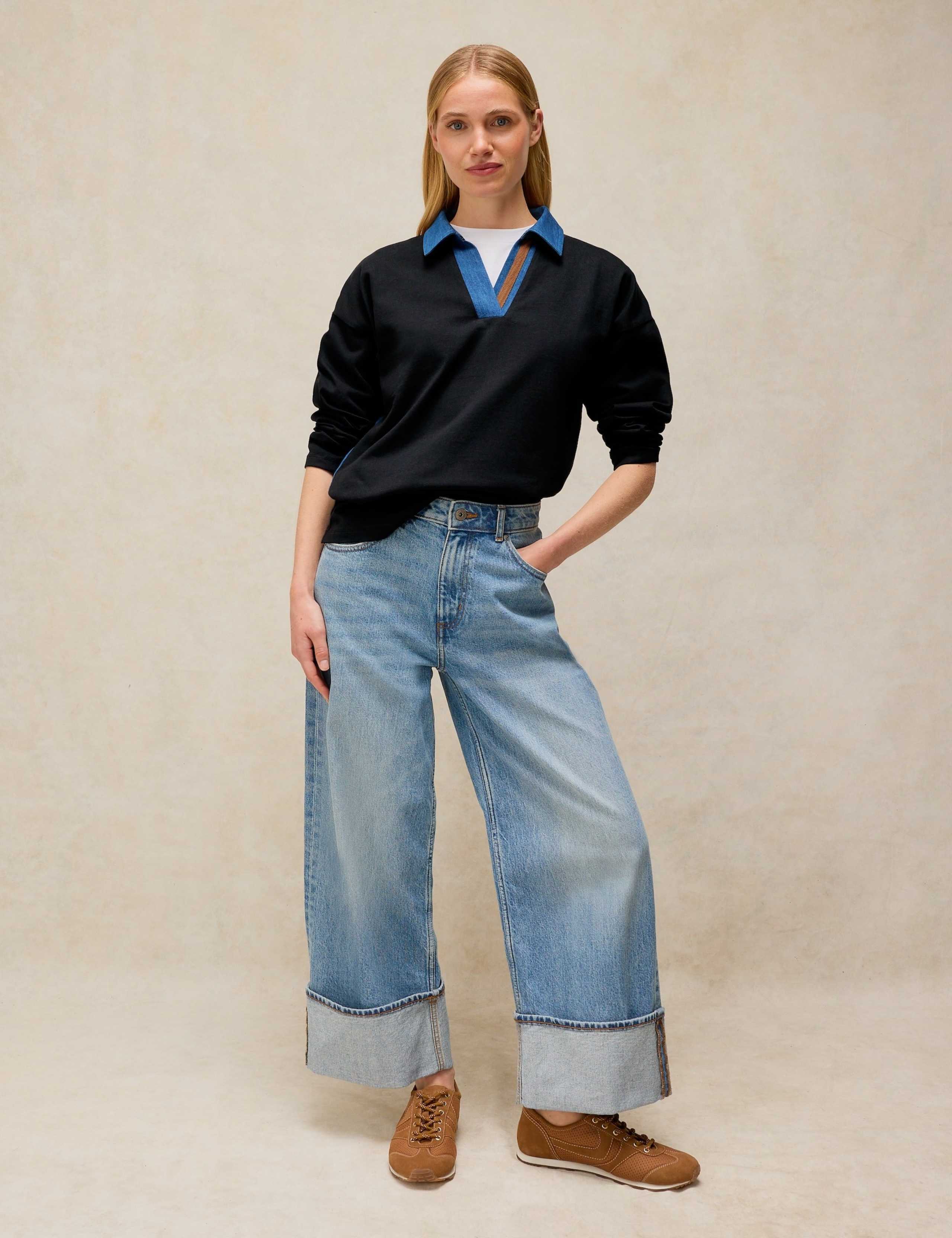 Pure Cotton Denim Detail Rugby Top 3 of 6