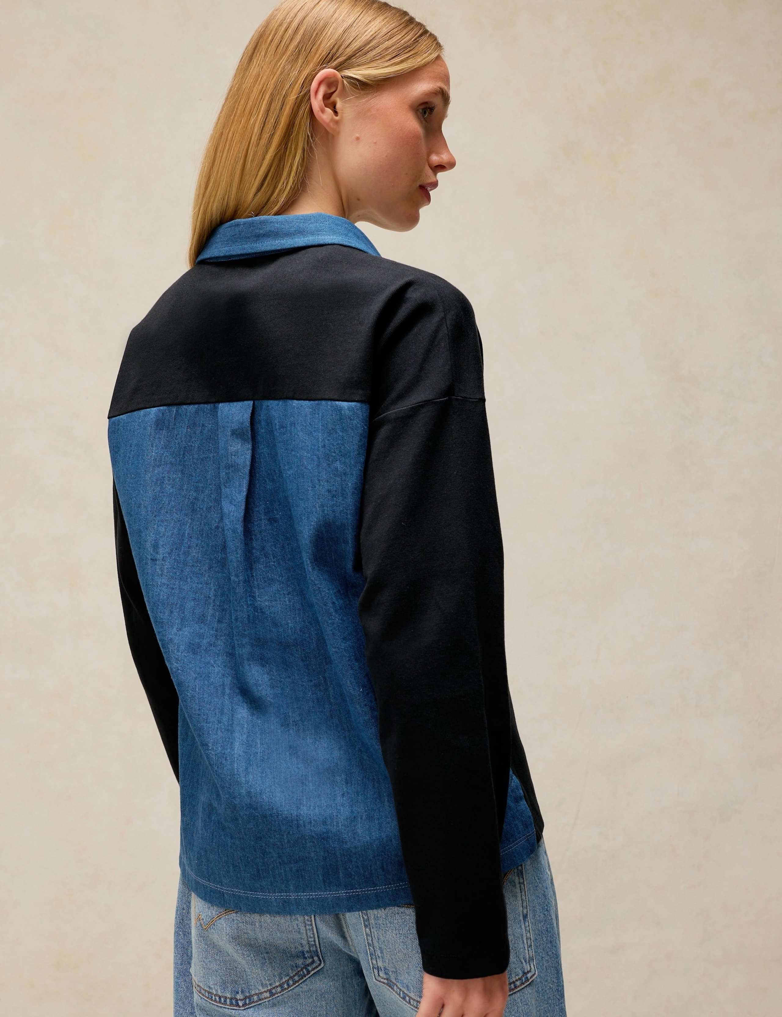 Pure Cotton Denim Detail Rugby Top 5 of 6